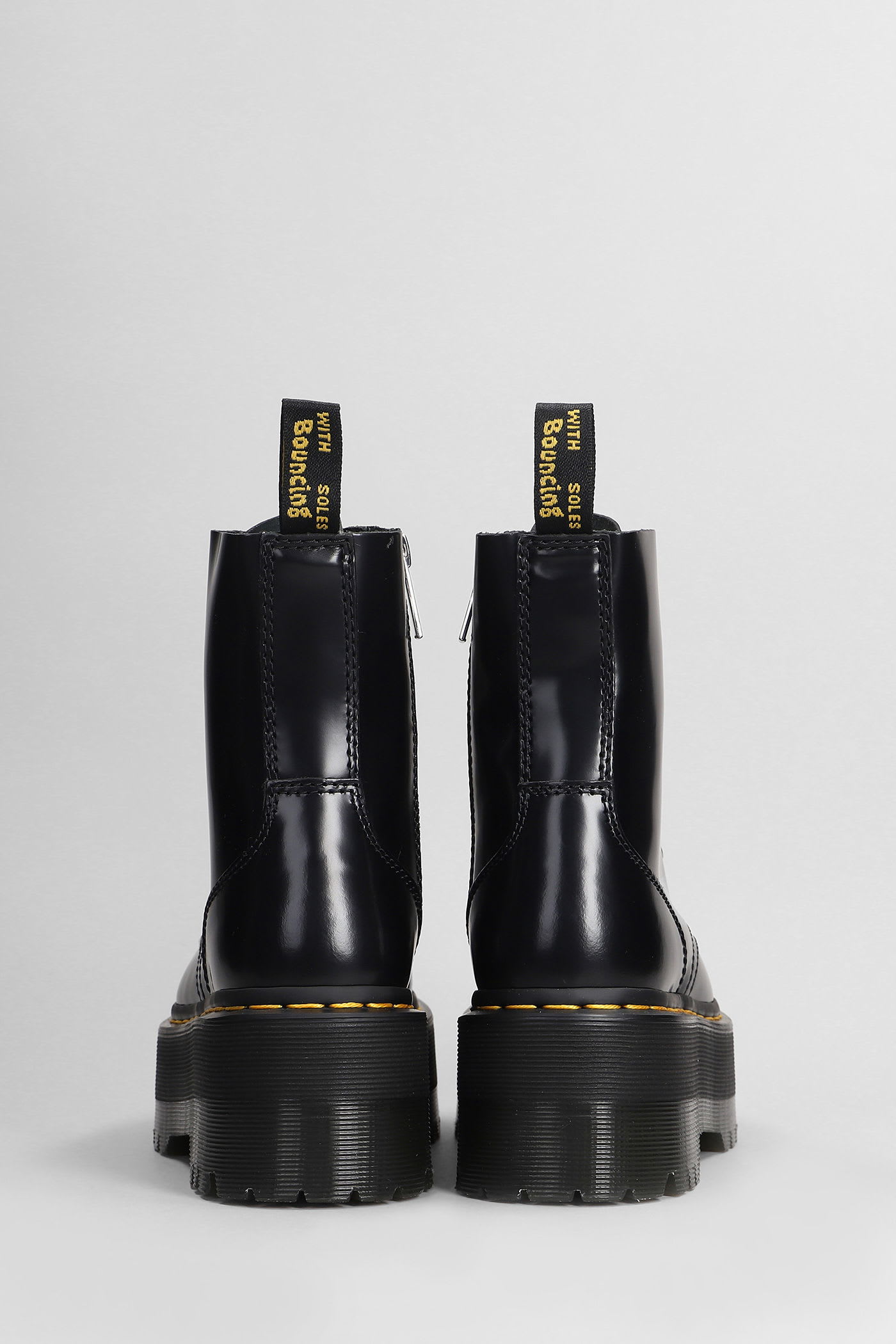 Dr. Martens Jadon Max Combat Boots In Black Leather In Multi