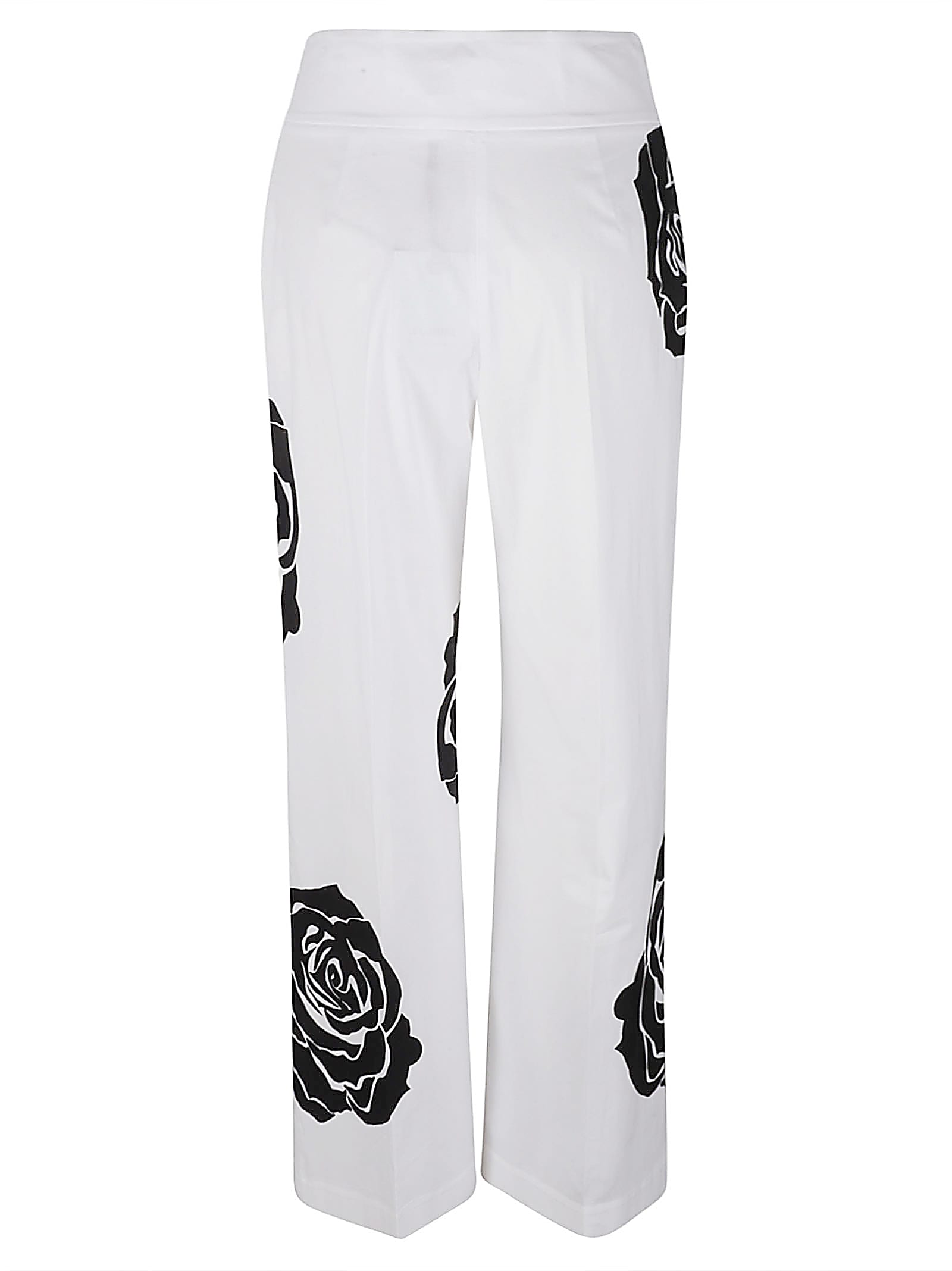 Blugirl Printed Popeline Stretch Trousers In White