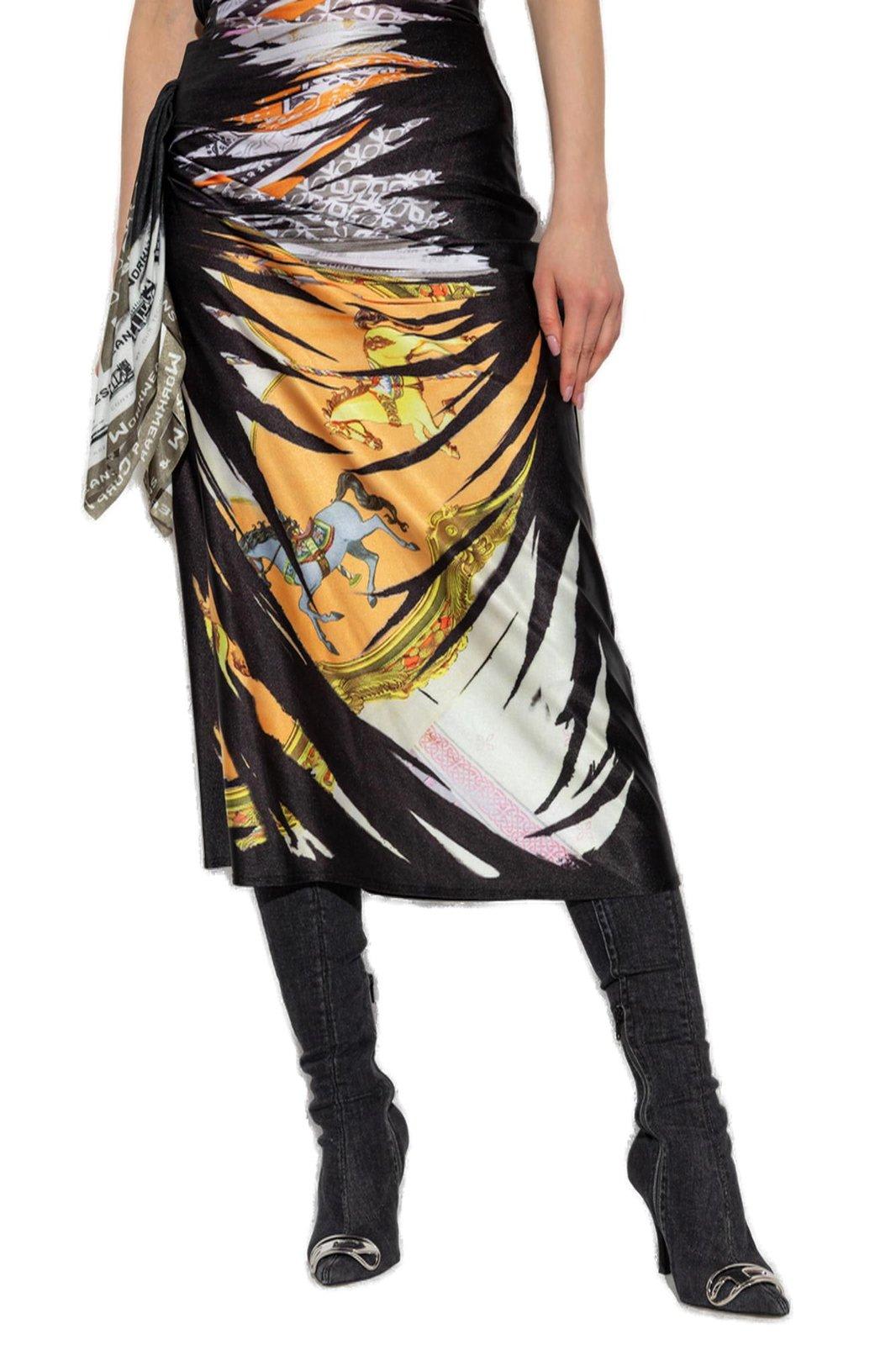 Diesel Draped Skirt With Bandana Print