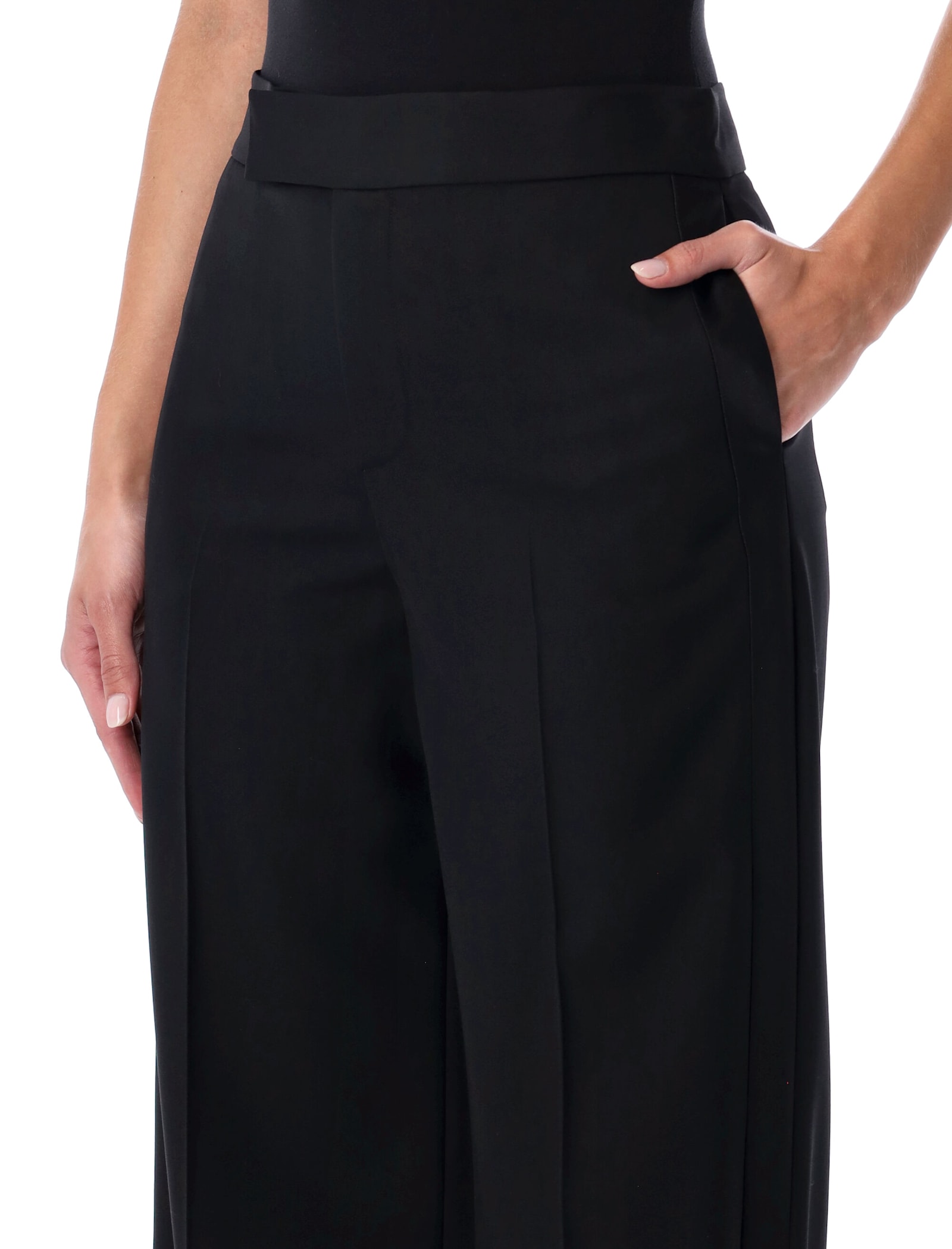 Ralph Lauren Tailored Slim Leg Wool Trousers In Black