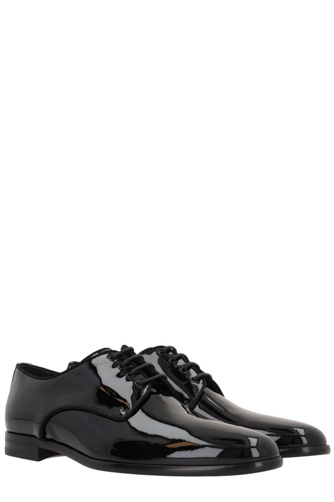 Shop Dolce & Gabbana Round Toe Lace-up Shoes In Nero