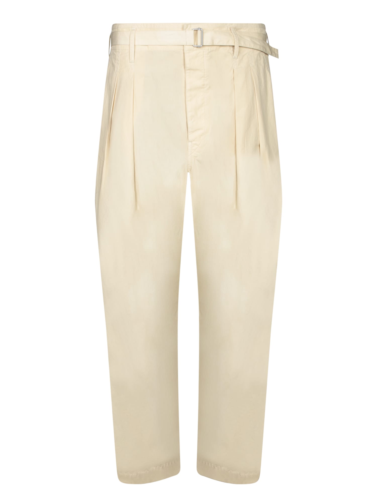 Lemaire High-waisted Beige Trousers With Tailored Structure In Orange