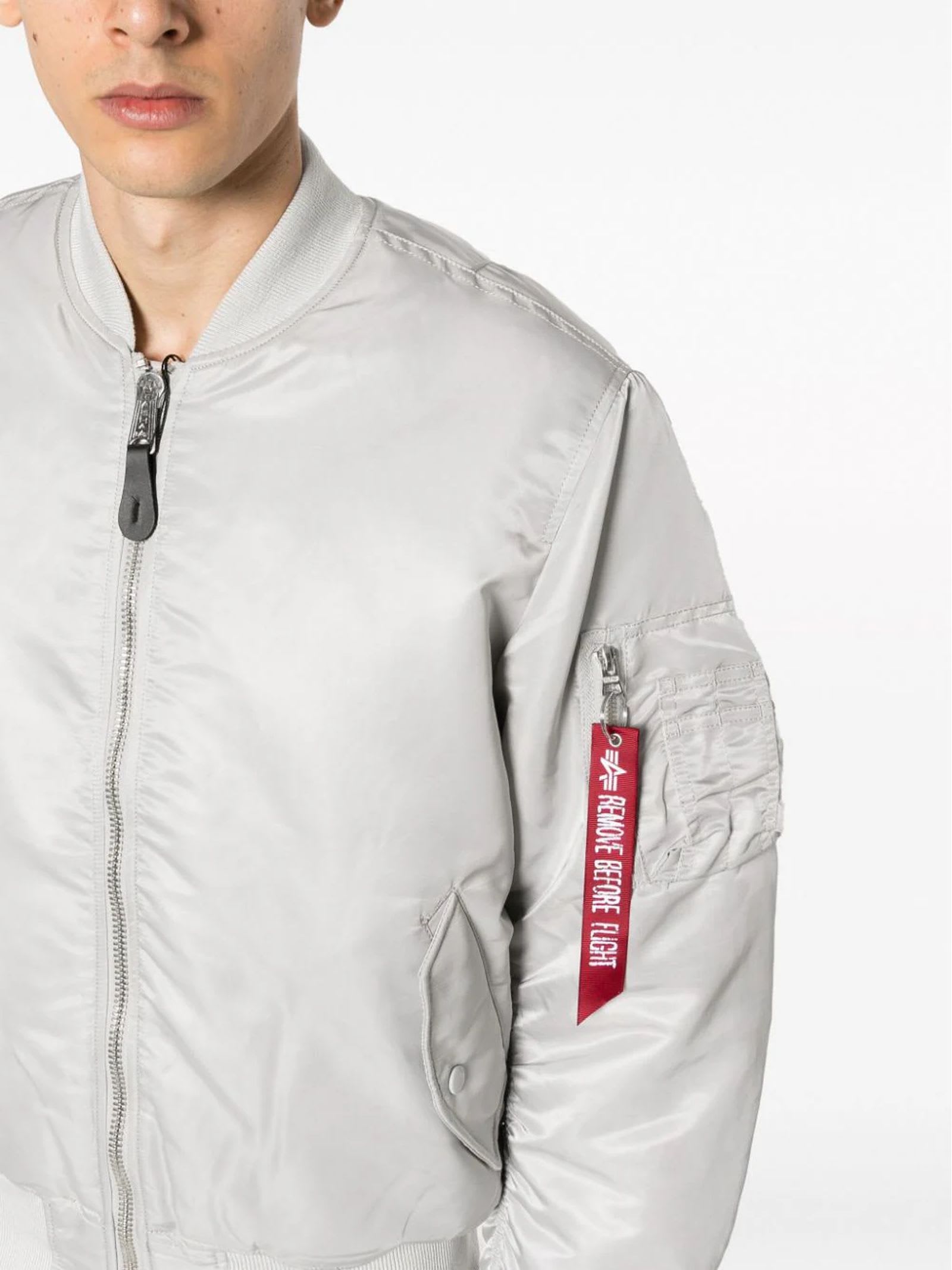 Shop Alpha Industries Grey Reversible Zip-up Bomber Jacket