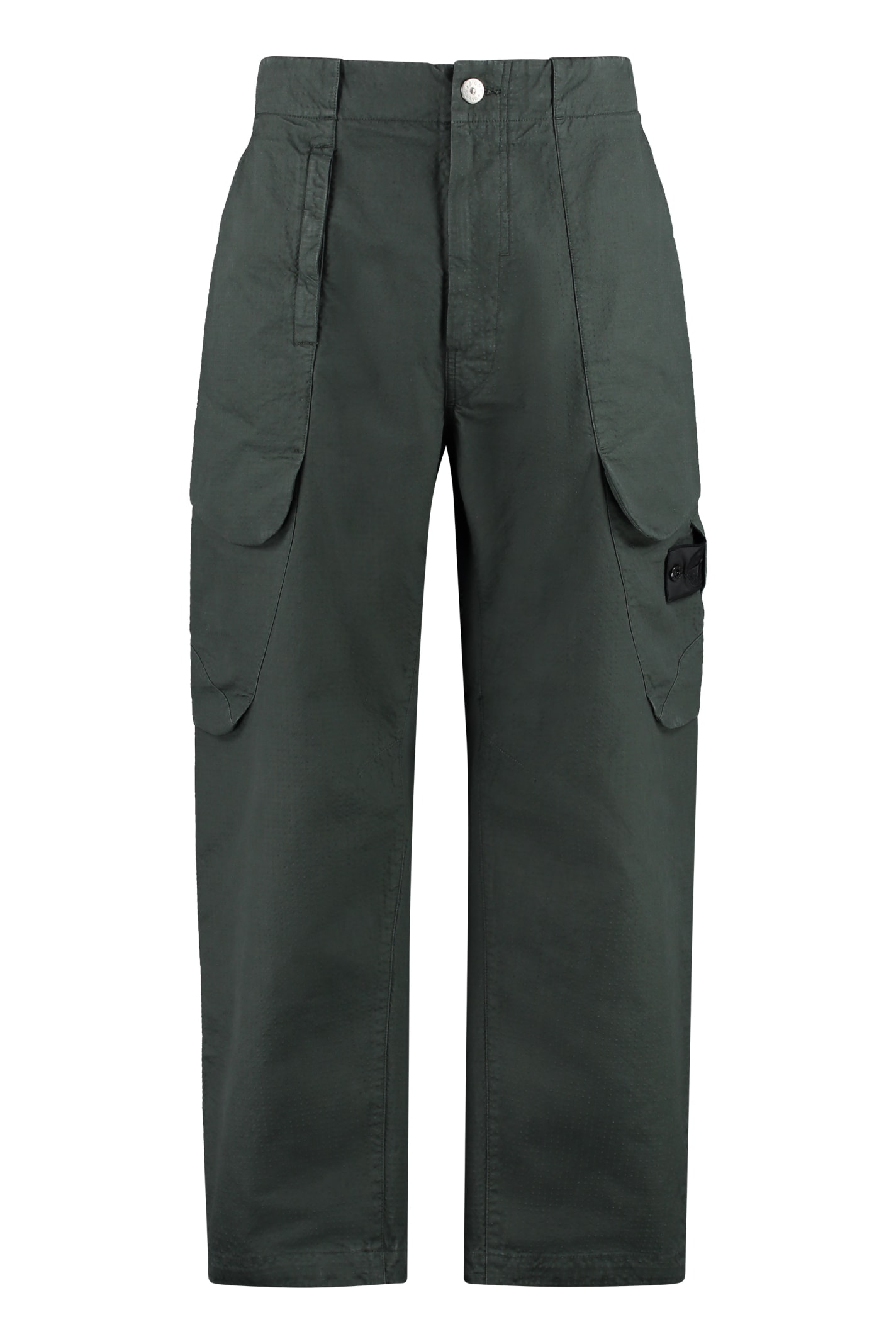 Shop Stone Island Shadow Project Multi-pocket Cotton Trousers In Green