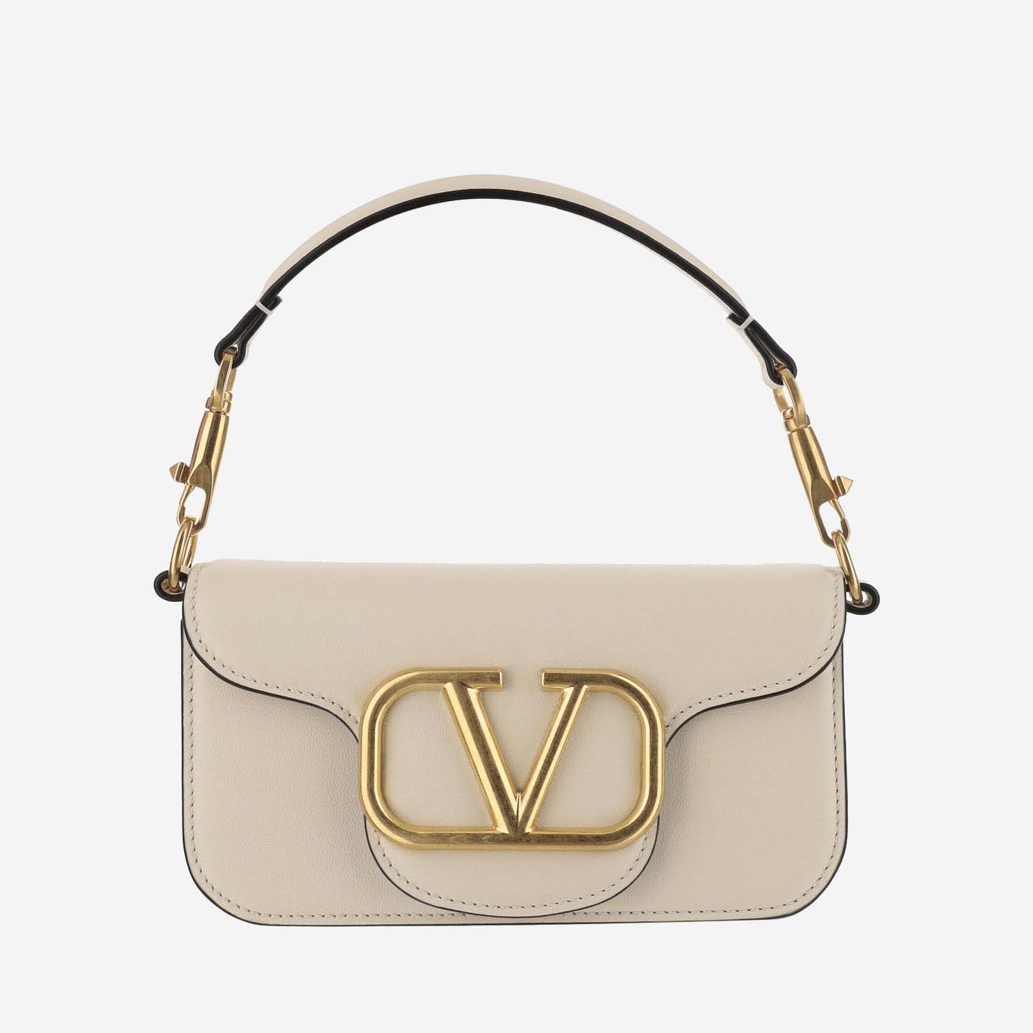 Shop Valentino Small Loco Bag In Calfskin In Light Ivory