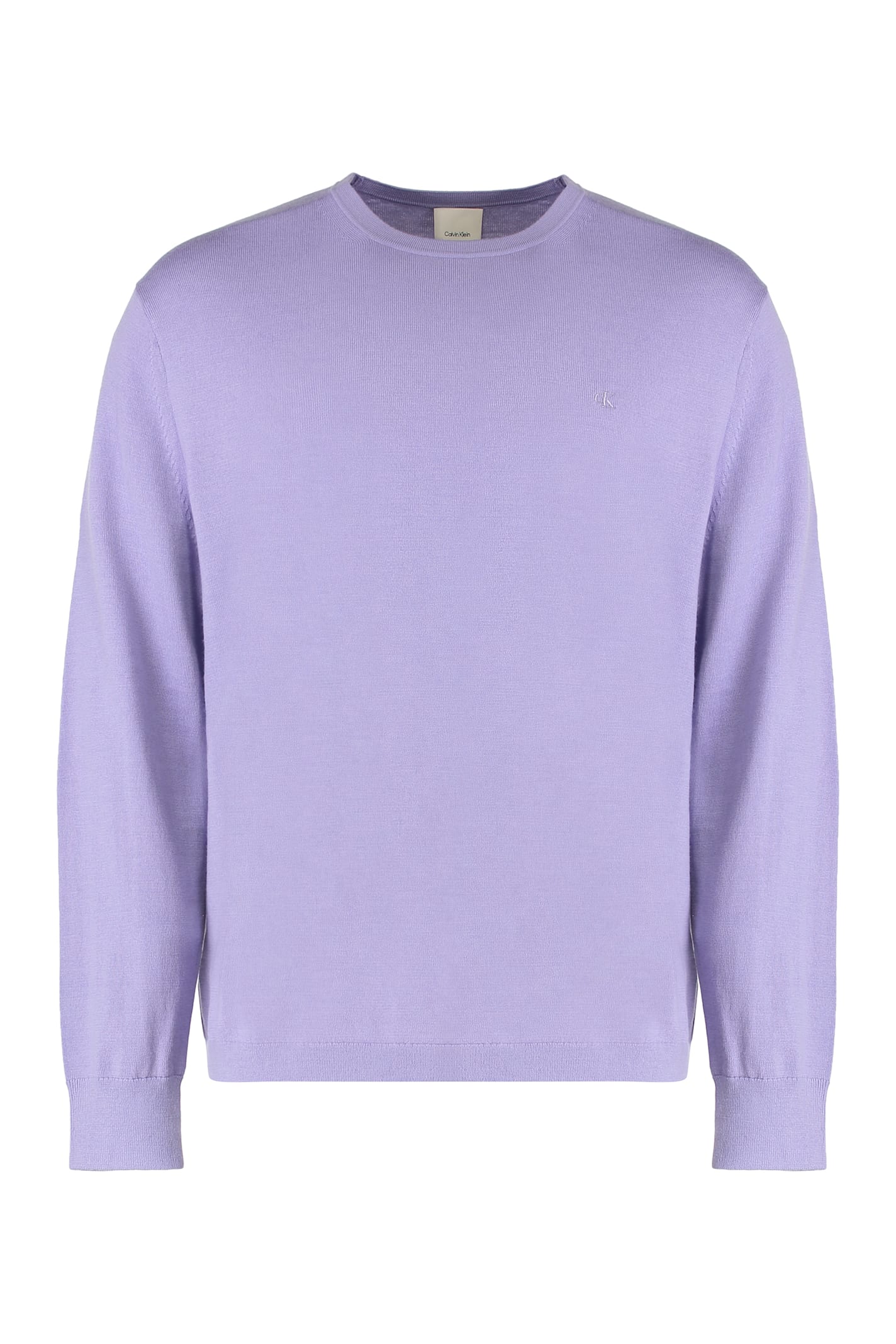 Calvin Klein Sweater With Round Neck In Wool In Purple
