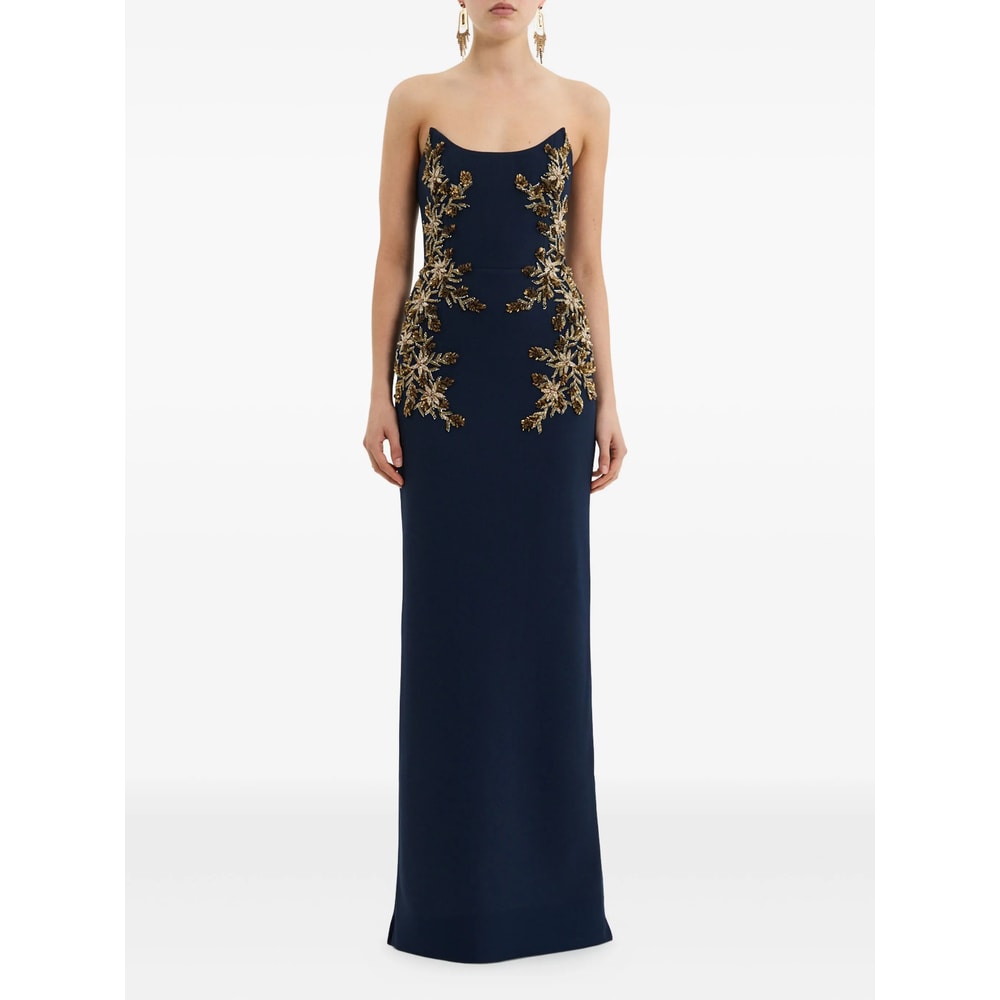 Rebecca Vallance Orla Embellished Crepe Gown In Blue