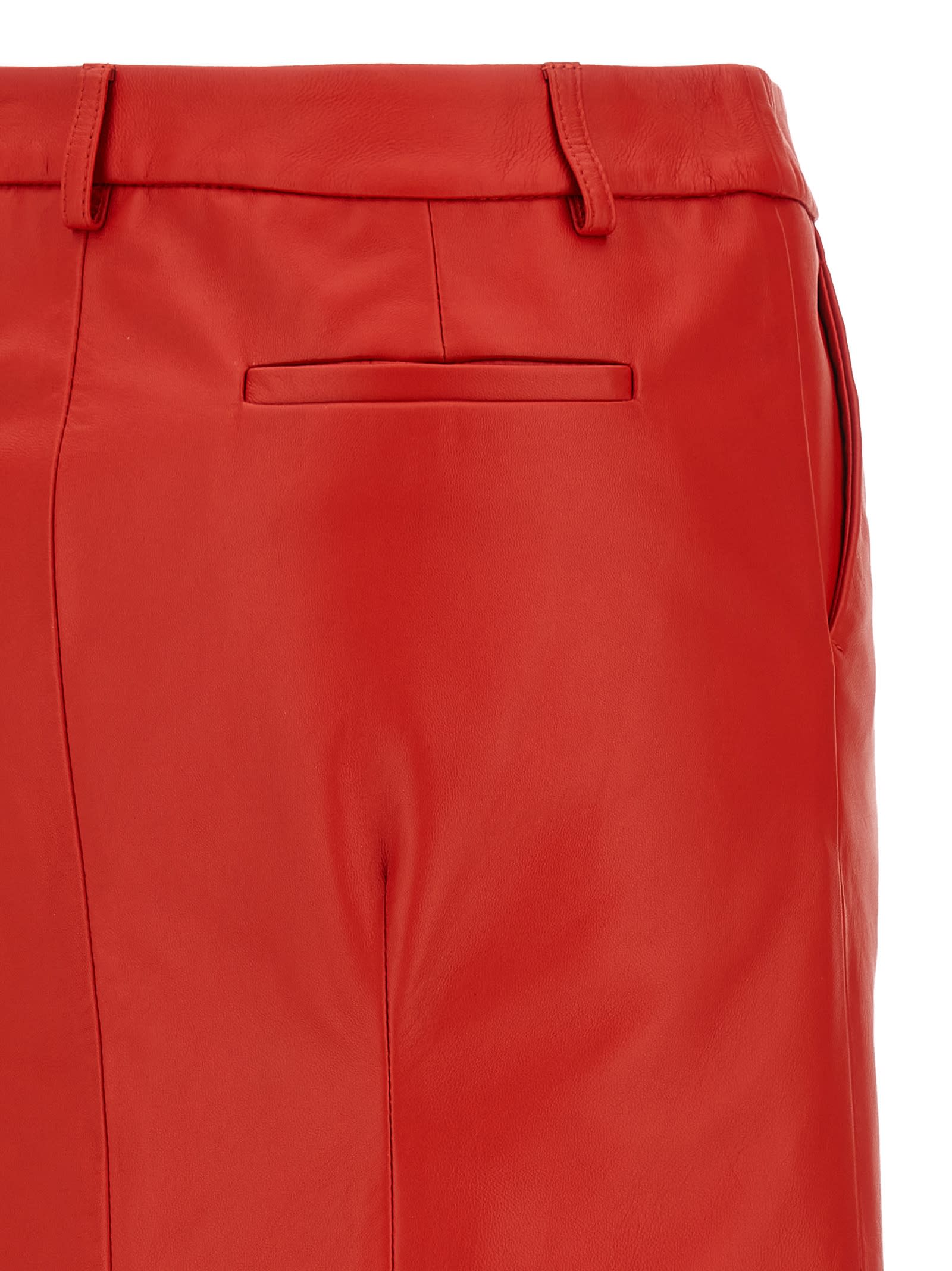 Armarium Leather Column Skirt In Red