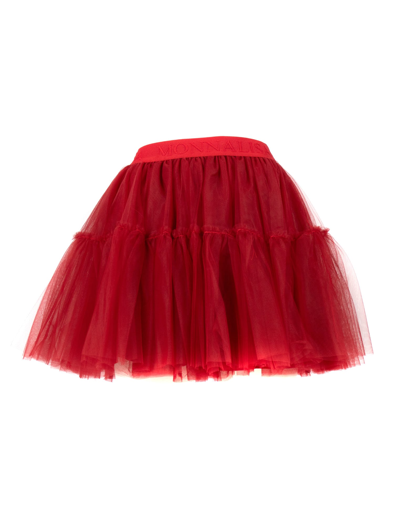 Monnalisa Flared Tulle Skirt In Red