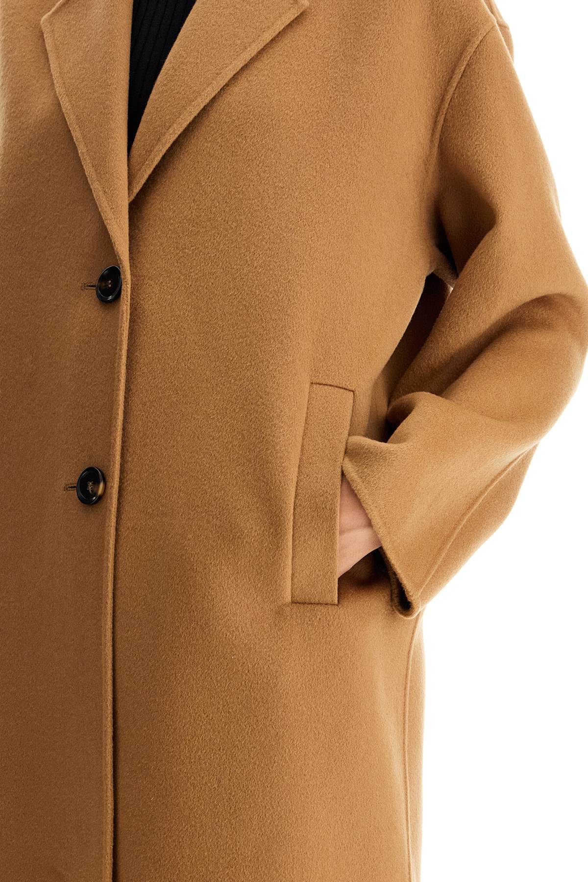 Shop Pinko Double Wool Coat With Screwdriver Design In Cammello Mocaccino (beige)