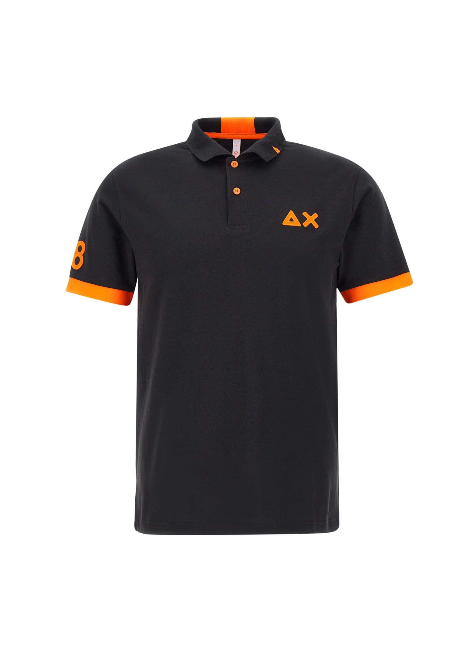 Shop Sun 68 Fluo Logo Cotton Polo Shirt Polo Shirt In Nero