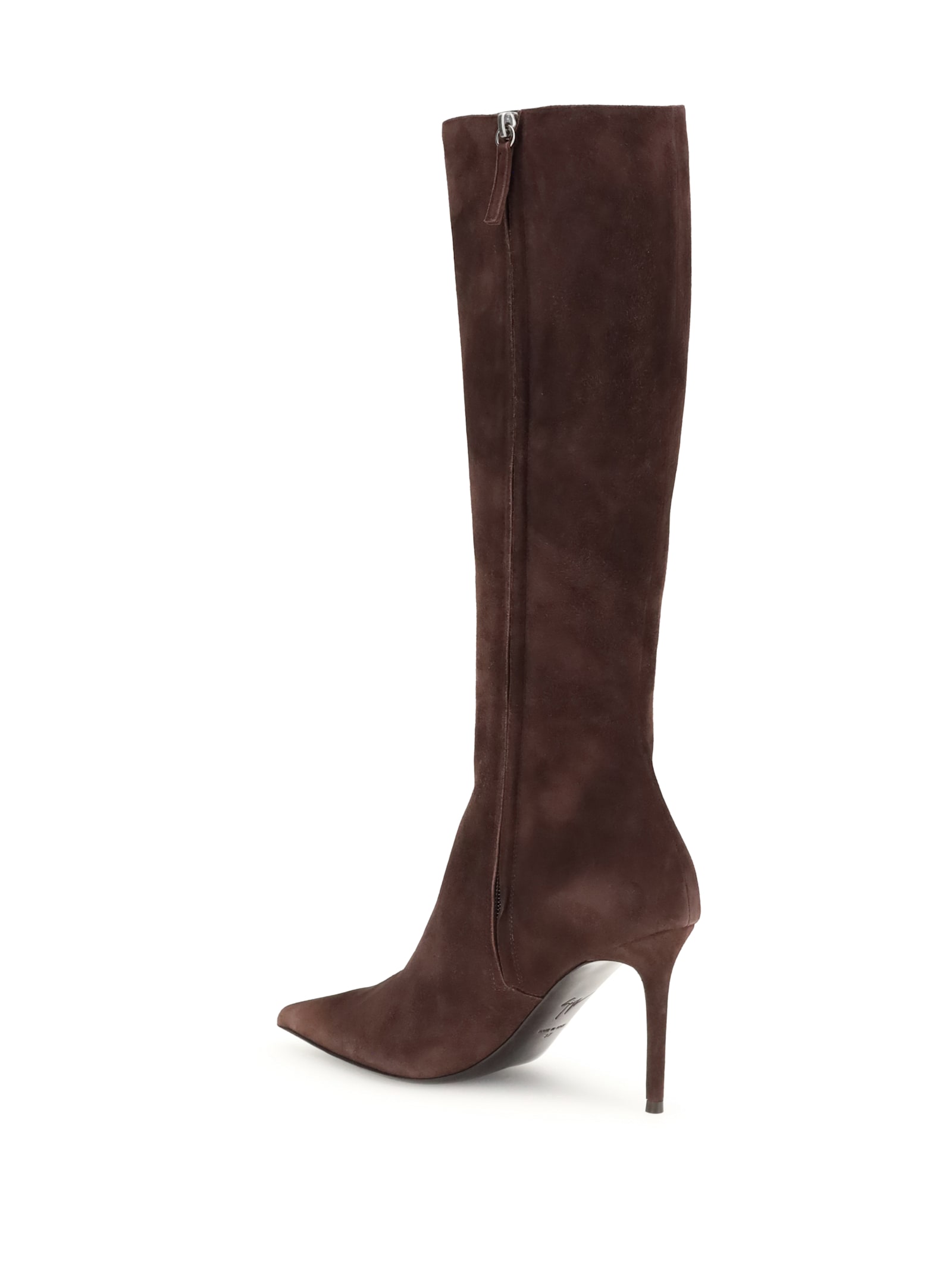 Giuseppe Zanotti 85mm Tamigi Suede Pointed-toe Knee-high Boots In Brown