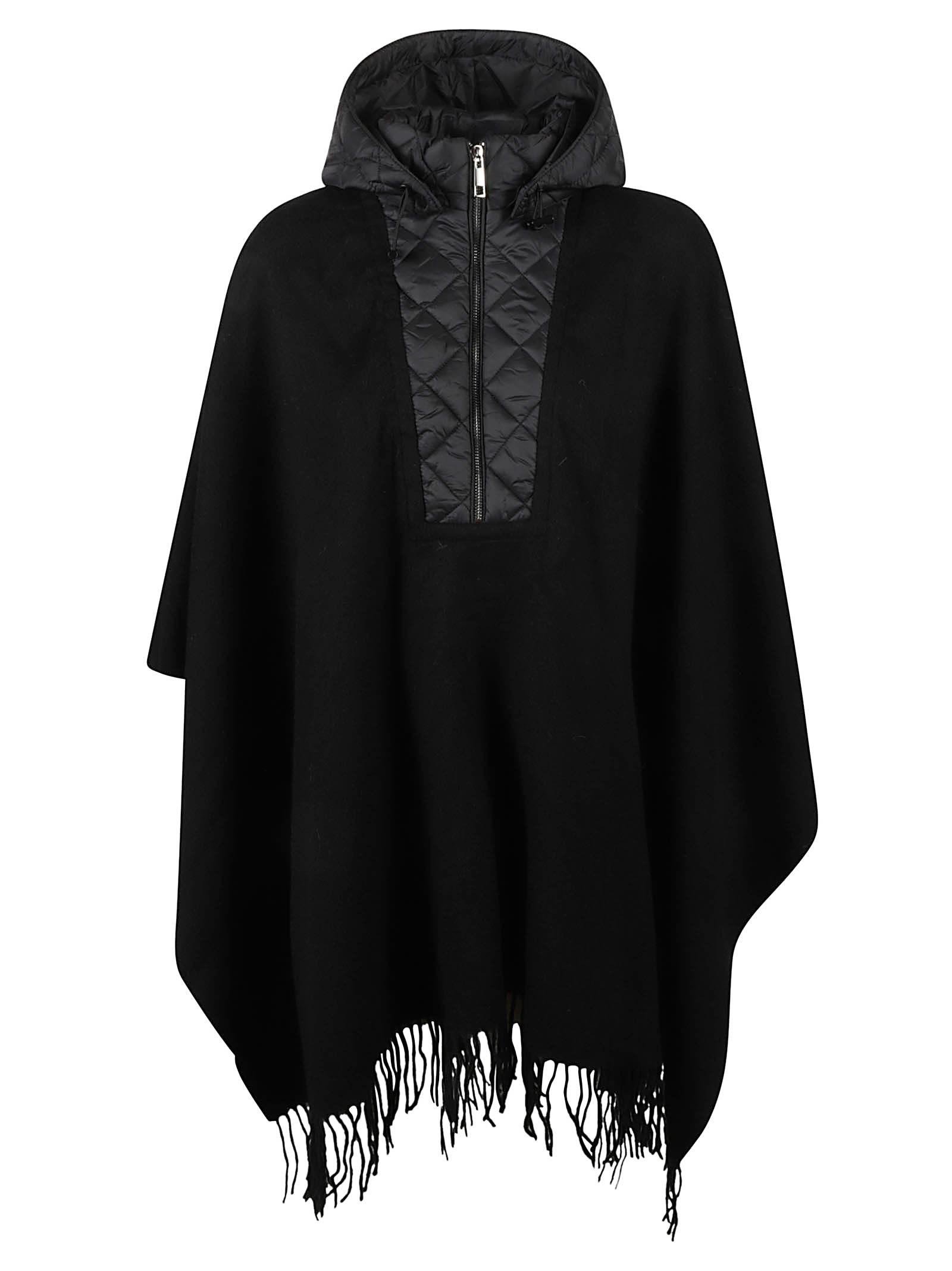 Blugirl Fringed Hooded Cape In Black