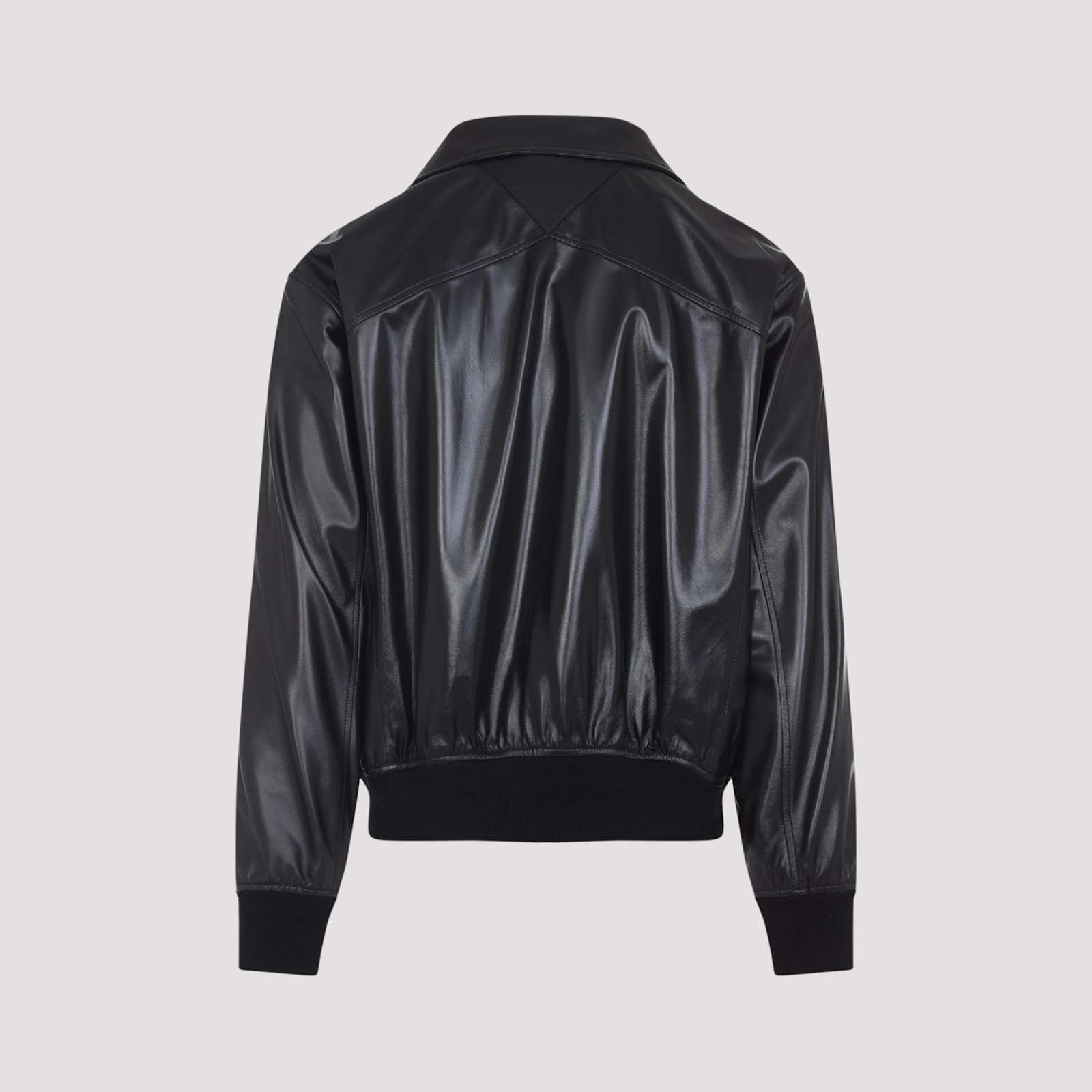 Bottega Veneta Nappa Leather Coat With Classic Collar In Black