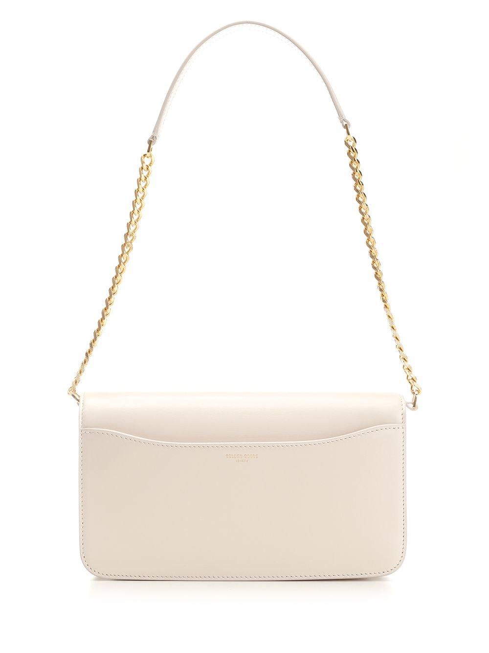 Shop Golden Goose Chain-linked Shoulder Bag In Butter