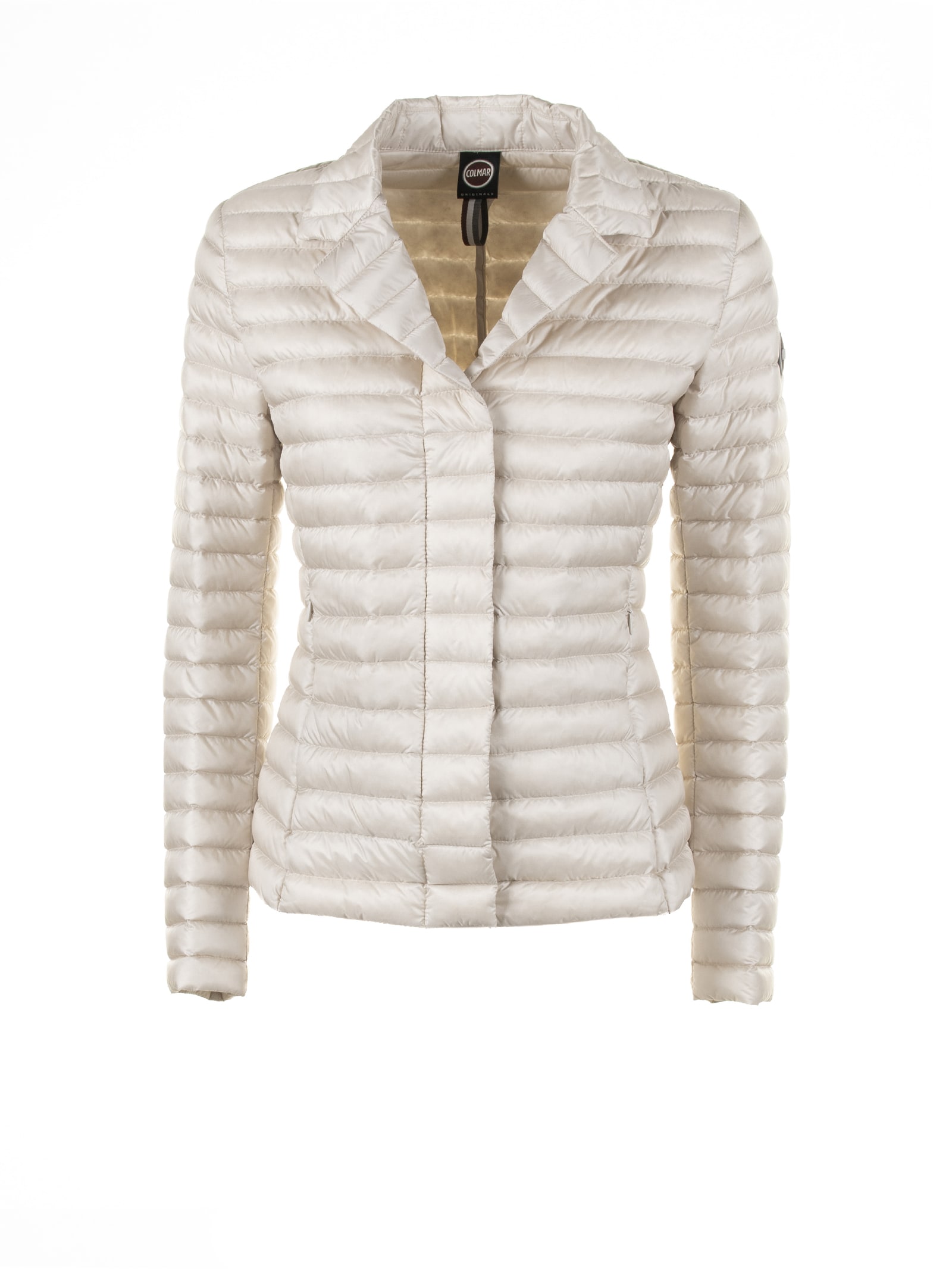 Shop Colmar Blazer Quilted Down Jacket With Lapel Collar In Porcellana