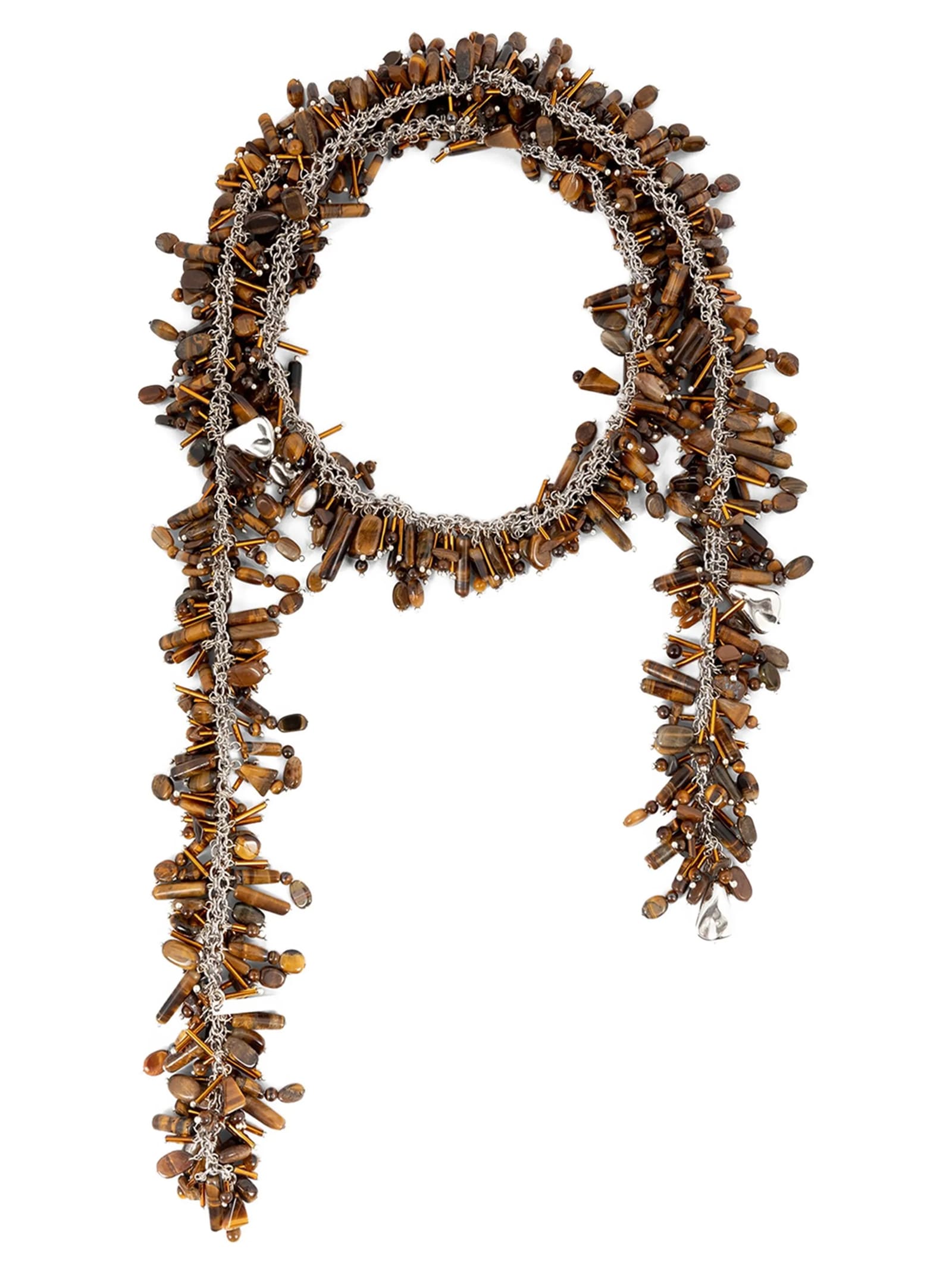 Dries Van Noten Adjustable Beaded Multi-strand Necklace In Brown