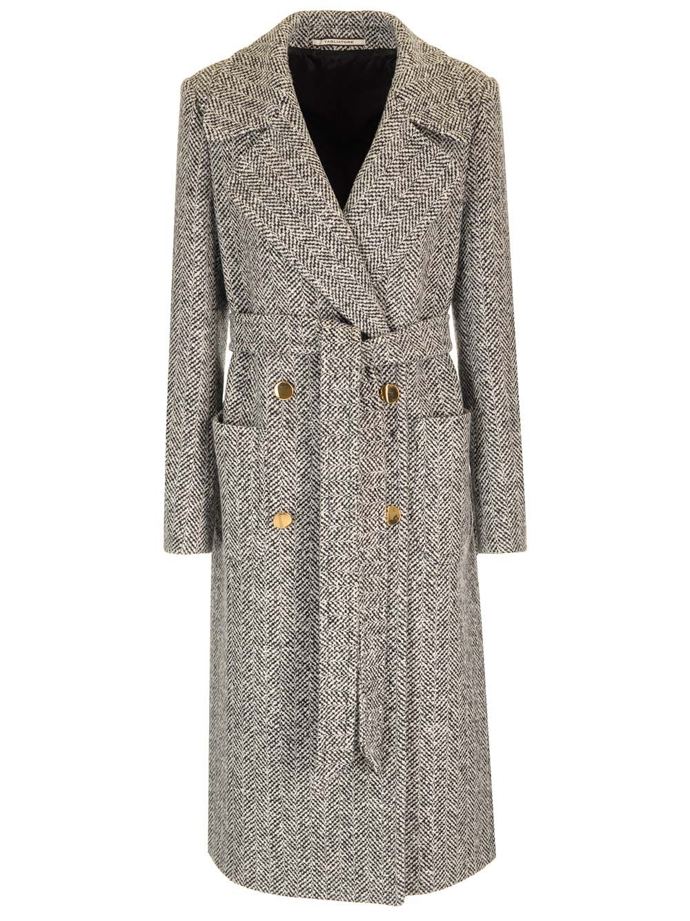 Maureen Belted Barbed Coat Black/white