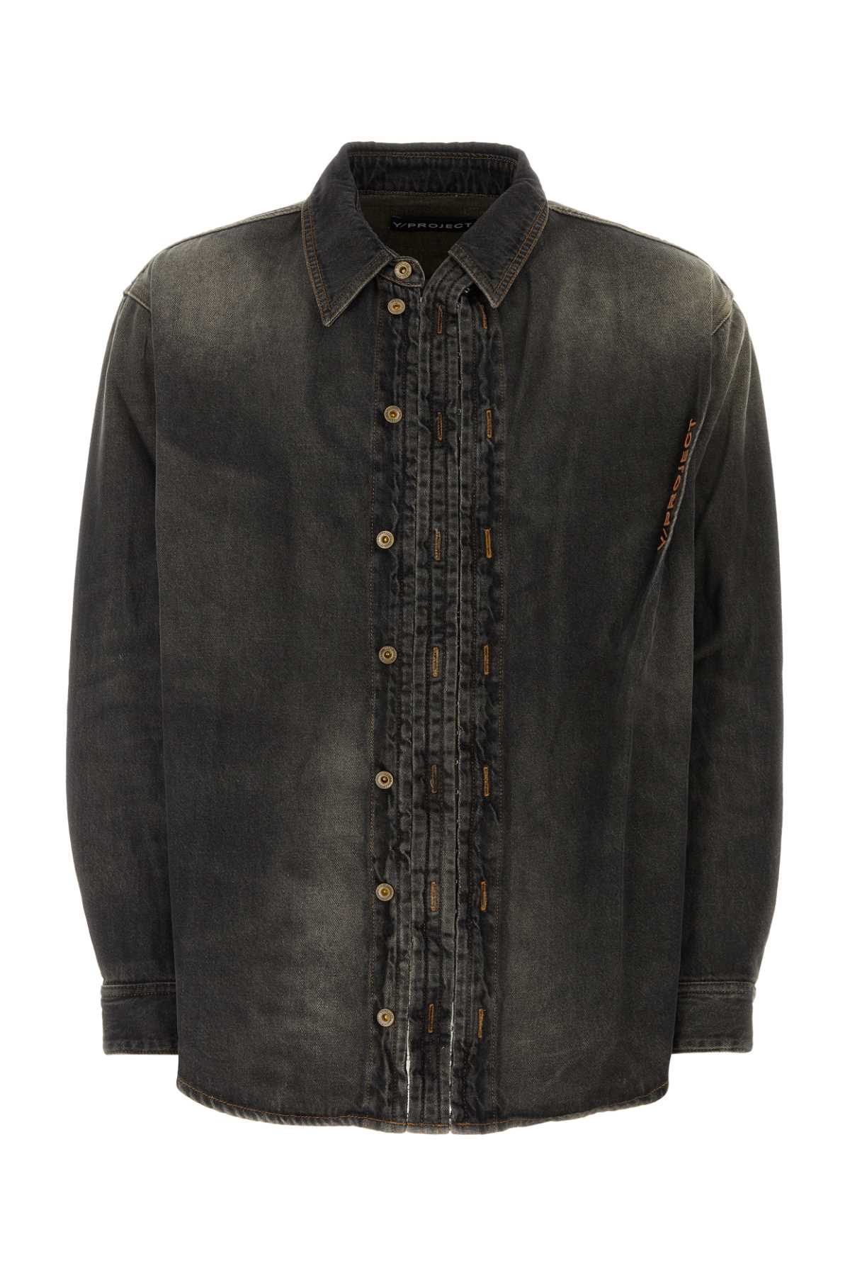 Shop Y/project Black Denim Shirt In Vintage Black
