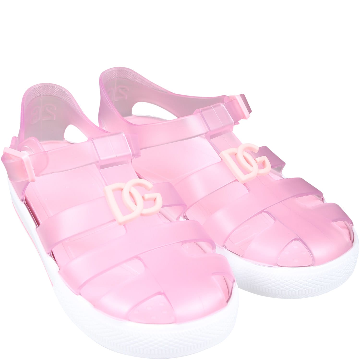 Shop Dolce & Gabbana Pink Sandals For Girl With Logo