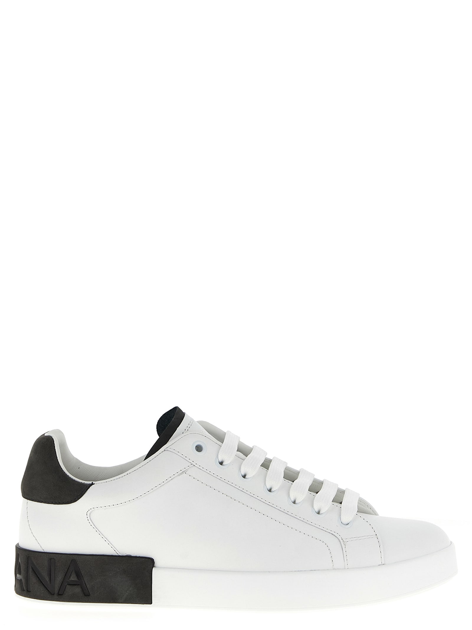 Dolce & Gabbana White Leather Portofino Sneakers In White