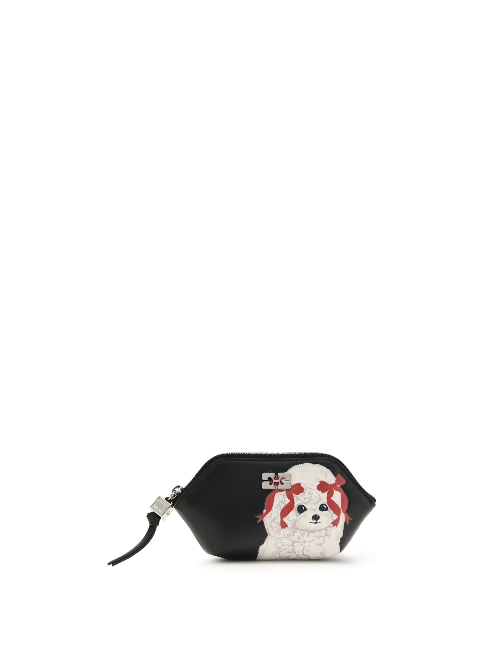 Ganni Women Bou Coin Purse With Poodle In Black