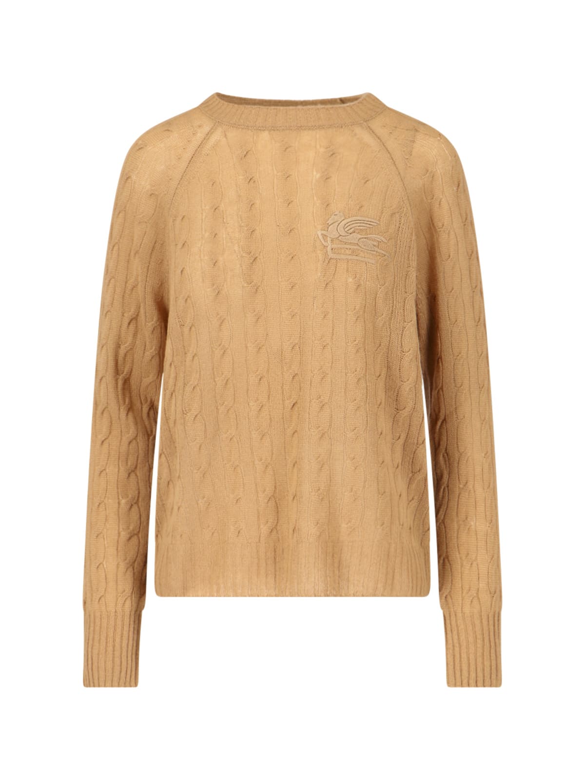 Shop Etro Logo Cashmere Sweater In Beige