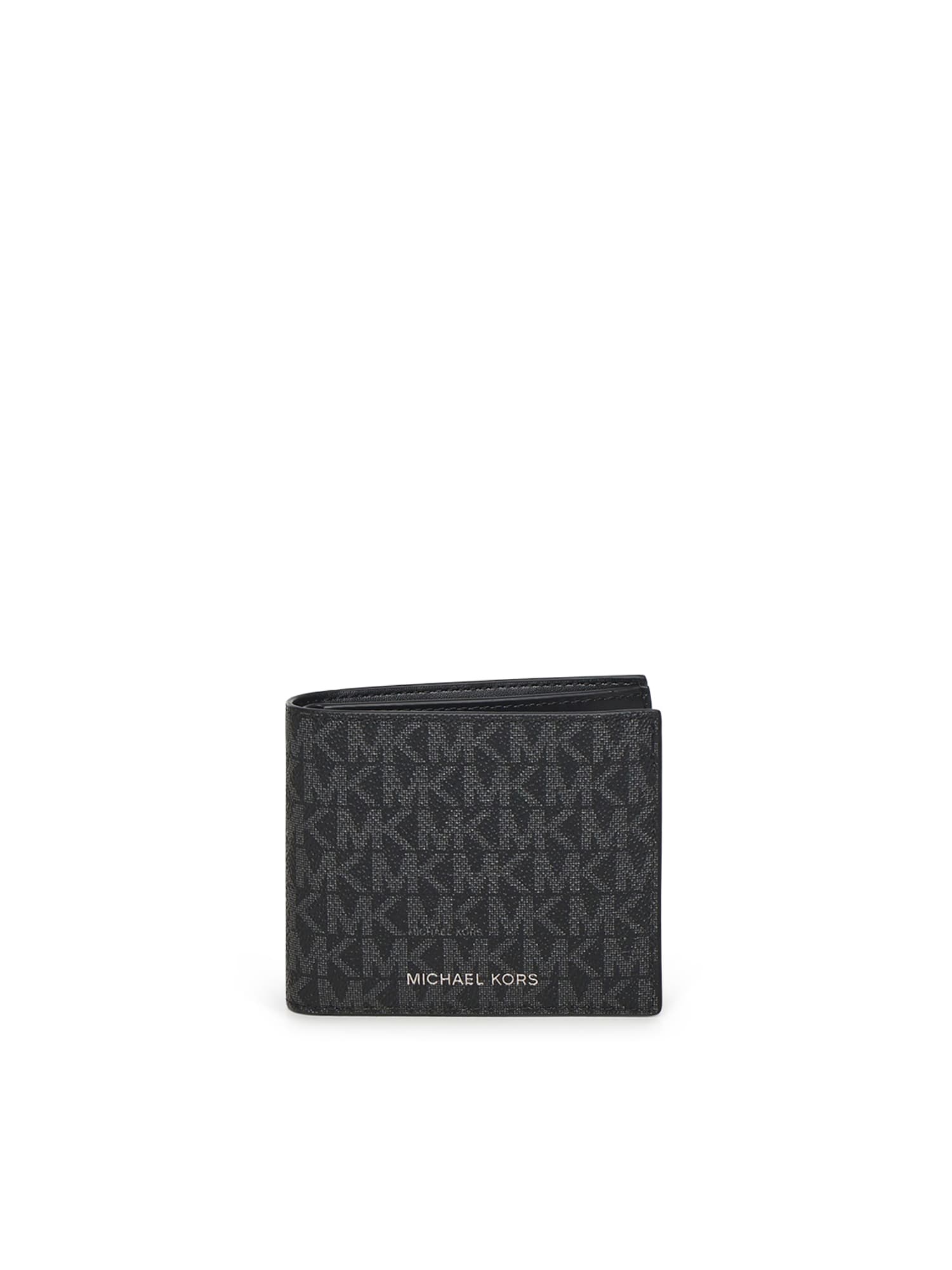 Michael Michael Kors Hudson Signature Logo Wallet In Black