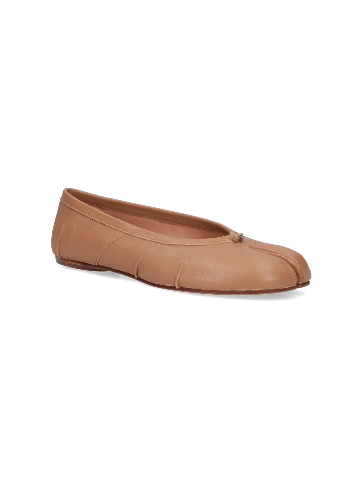 Maison Margiela Tabi New Beige Leather Ballet Flats In Neutral