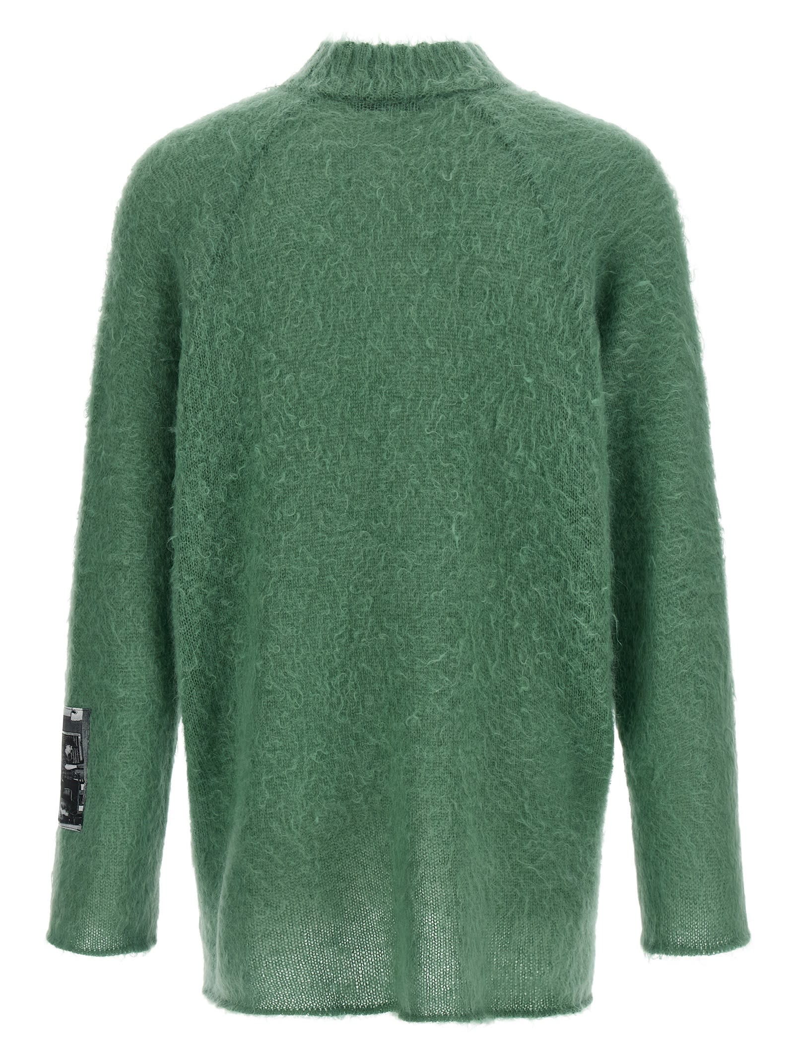 Undercover Textured Knit Sweater Graphic Patch In Green