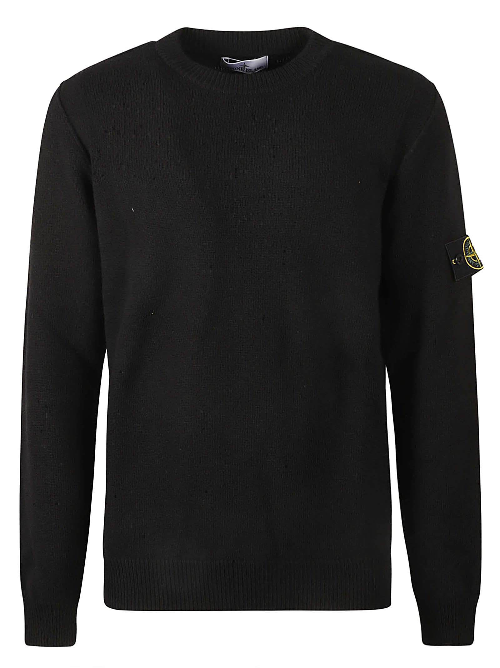 Stone Island Logo Sleeve Sweater In Black