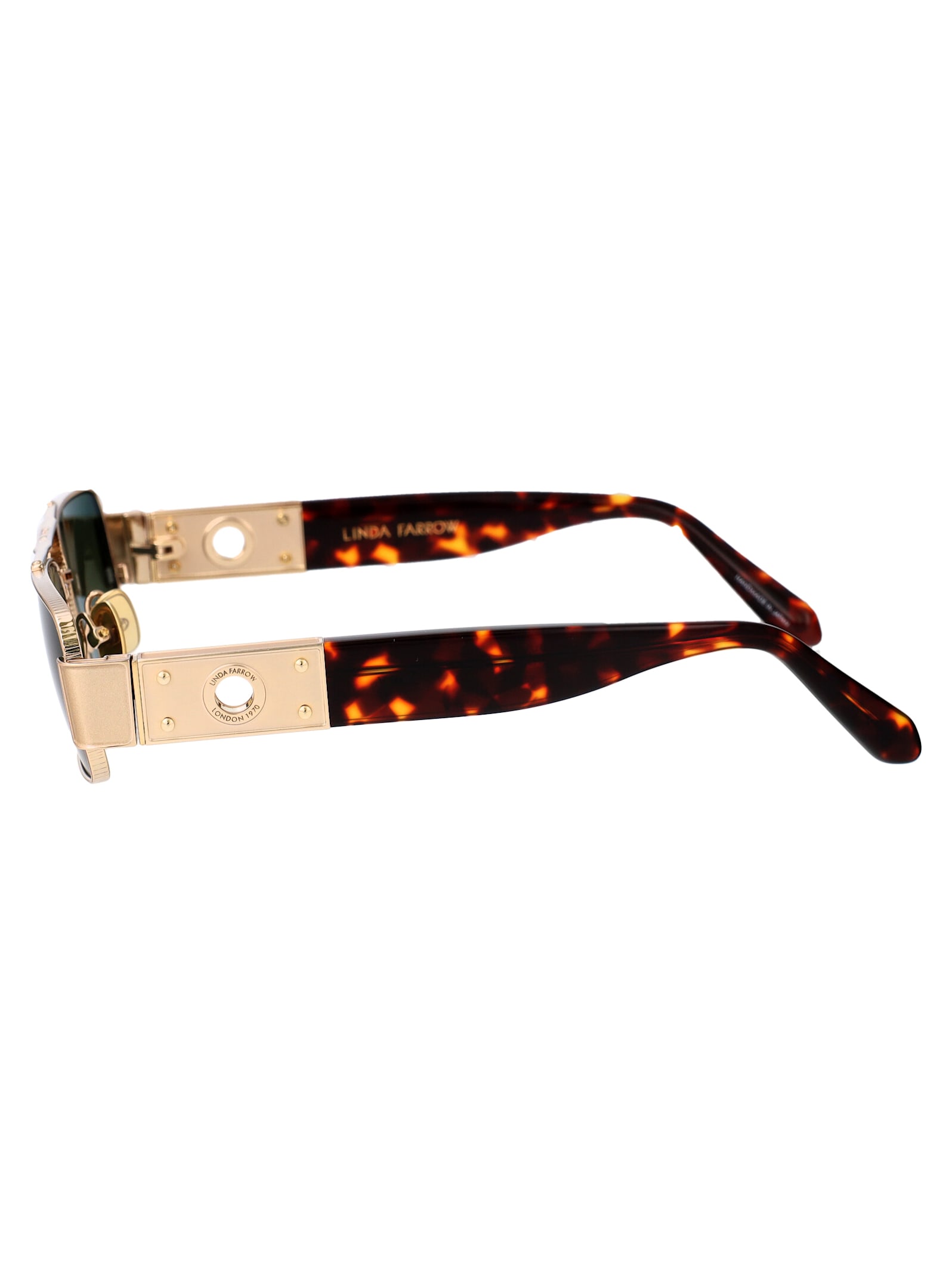 Linda Farrow Sunglasses Lfl1470 C2 Sun C2 In Lightgold/darkt-shell/green