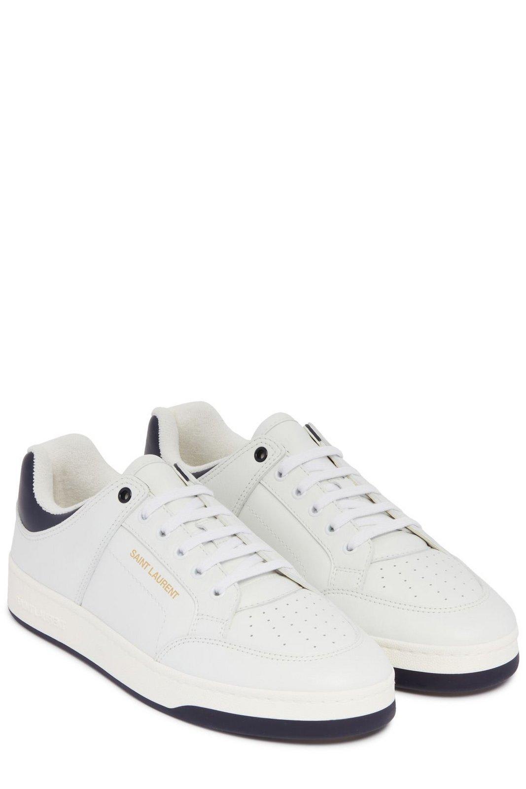 Shop Saint Laurent Sl/61 Lace-up Sneakers In Bianco