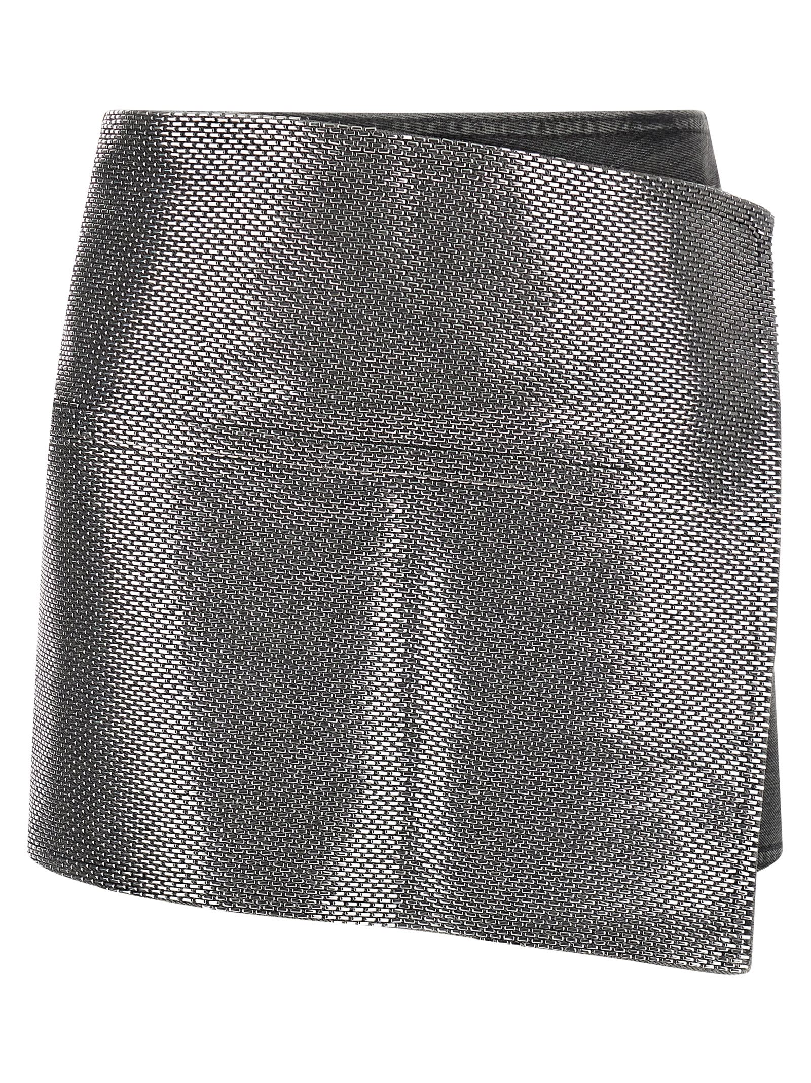 Haikure Asymmetric Metallic Skirt Contrast Patch In Gray