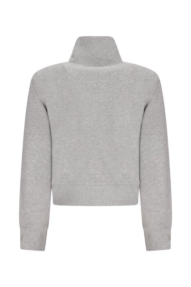 Attico High Collar Ribbed Sweatshirt In Melange Grey