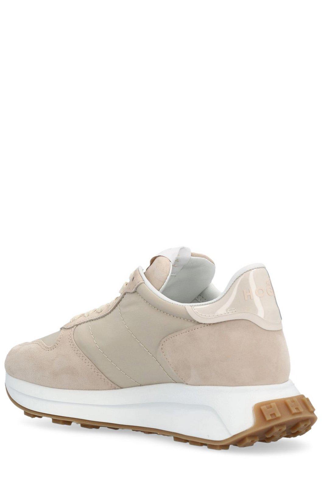 Shop Hogan Logo-detailed Lace-up Sneakers In Neutrals