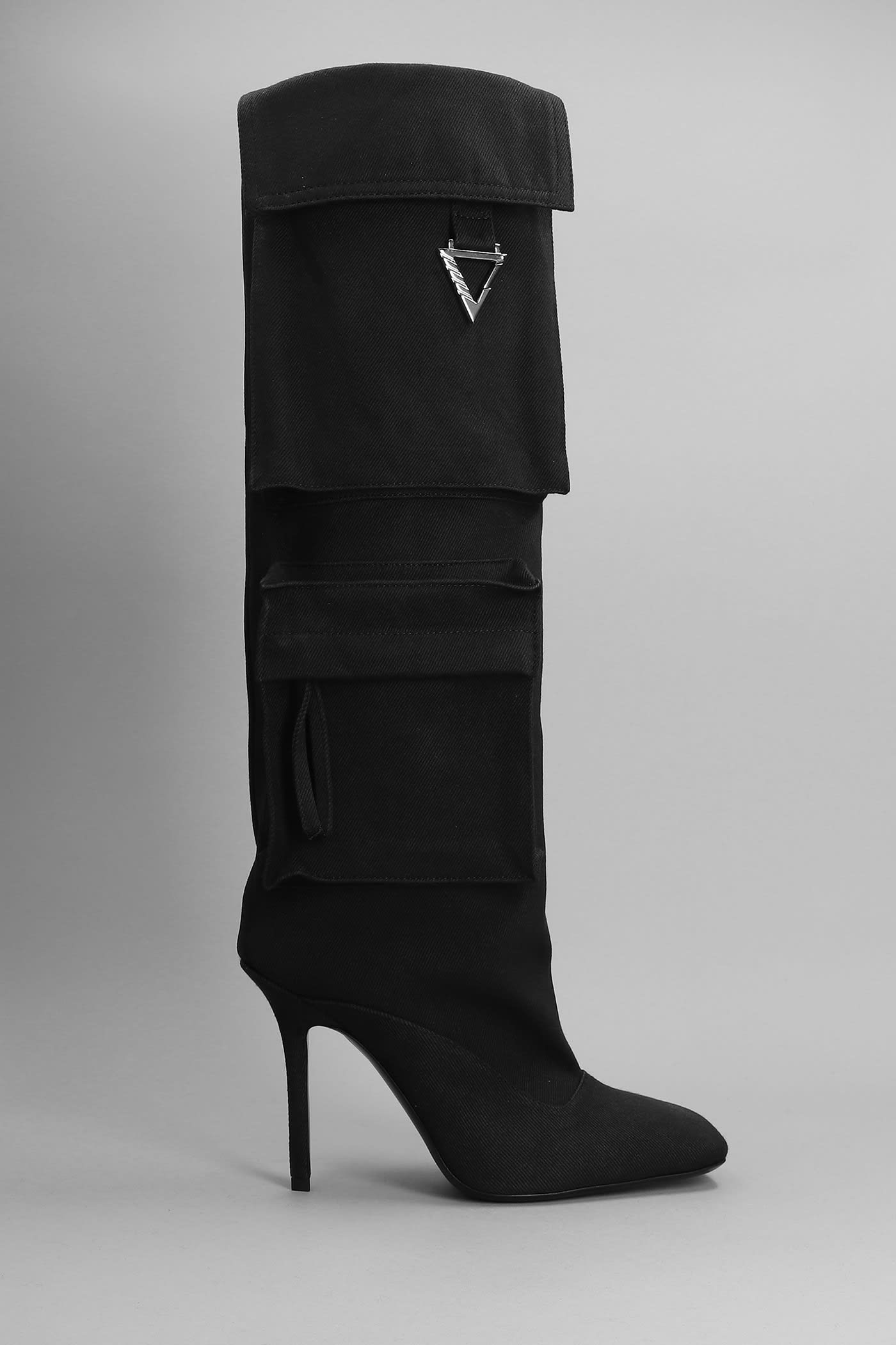Sienna Tube High Heels Boots In Black Canvas