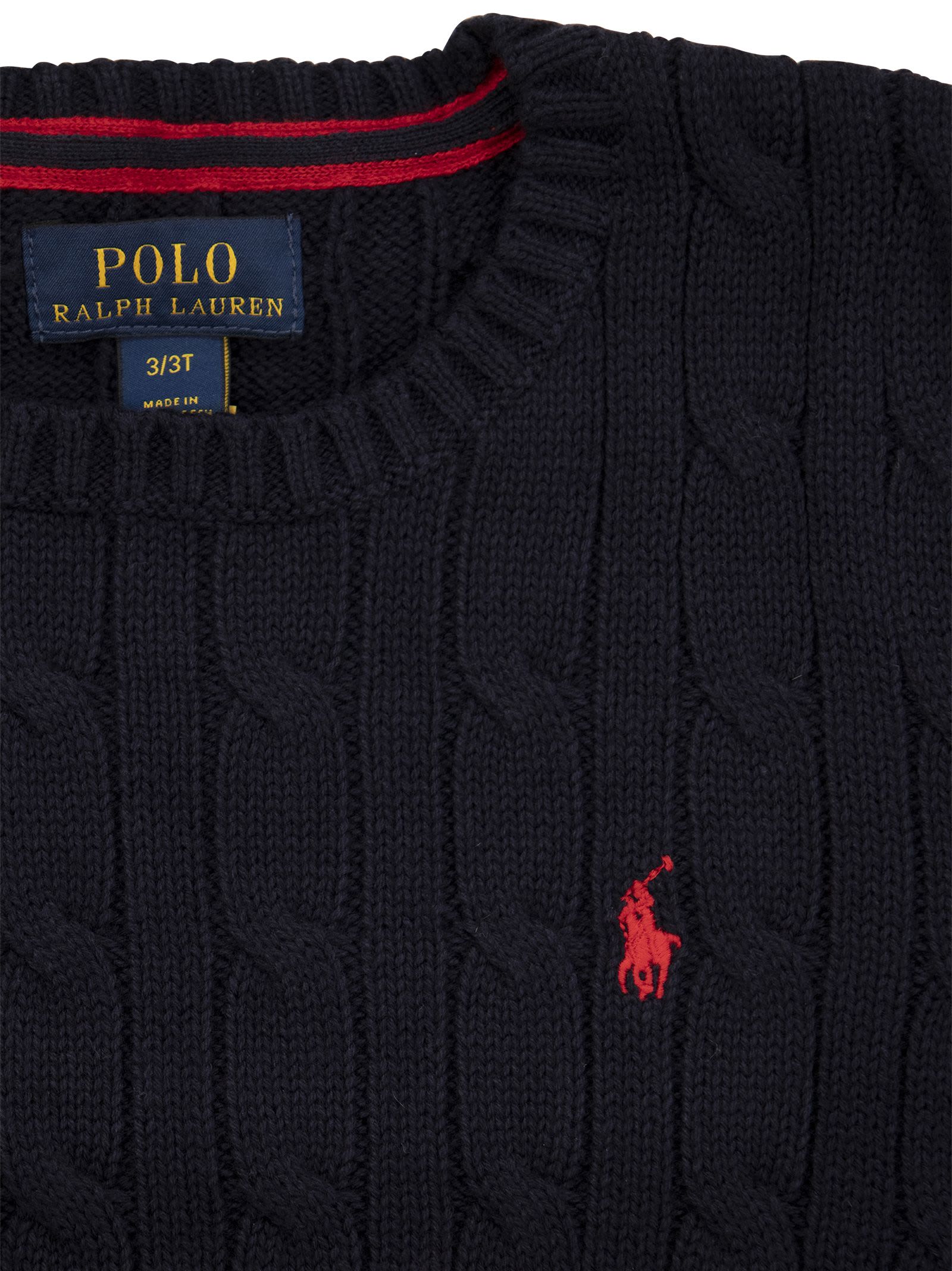 Shop Ralph Lauren Crew-neck Cotton Cable-knit Sweater In Navy