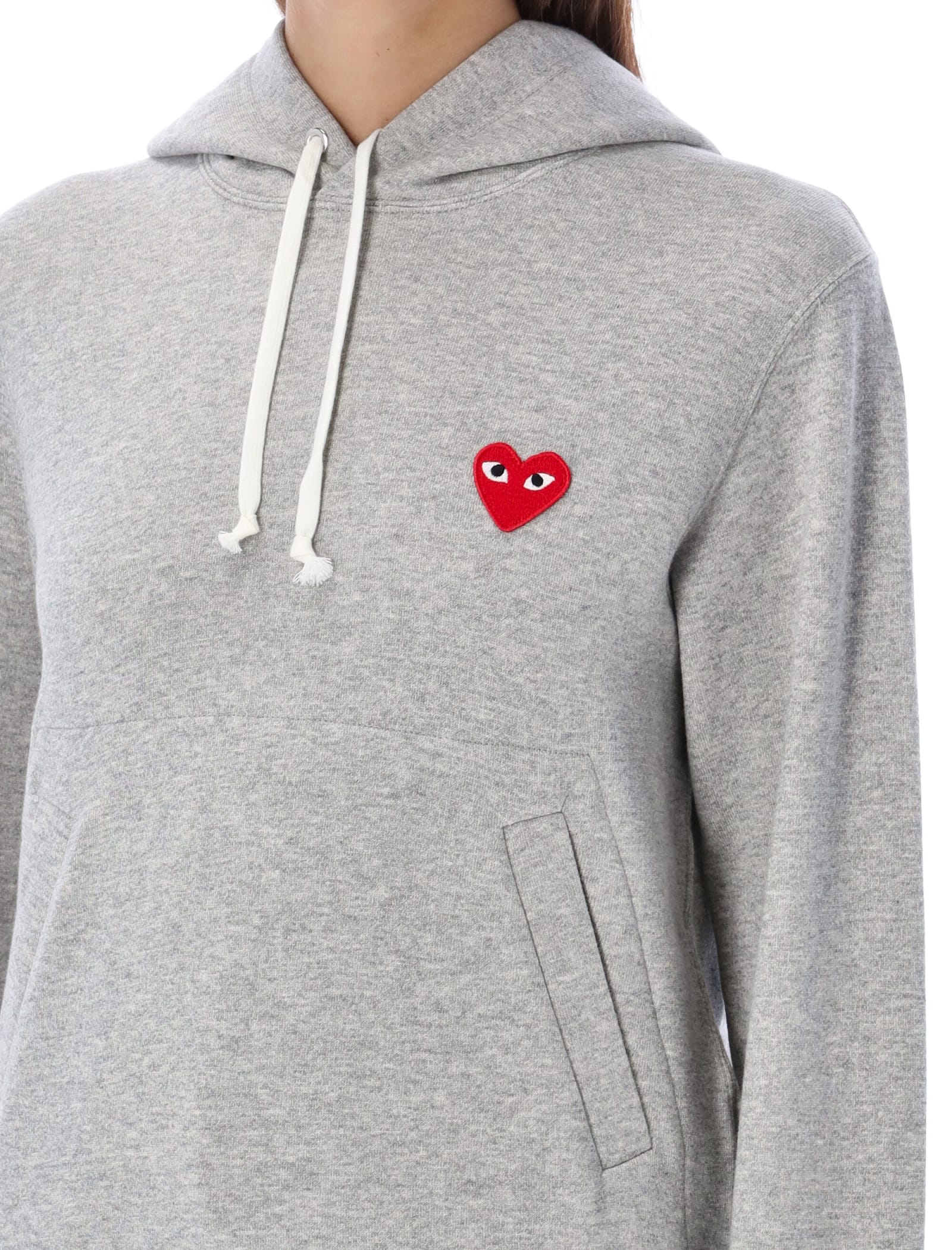 Shop Comme Des Garçons Play Red Heart Hoodie In Grey