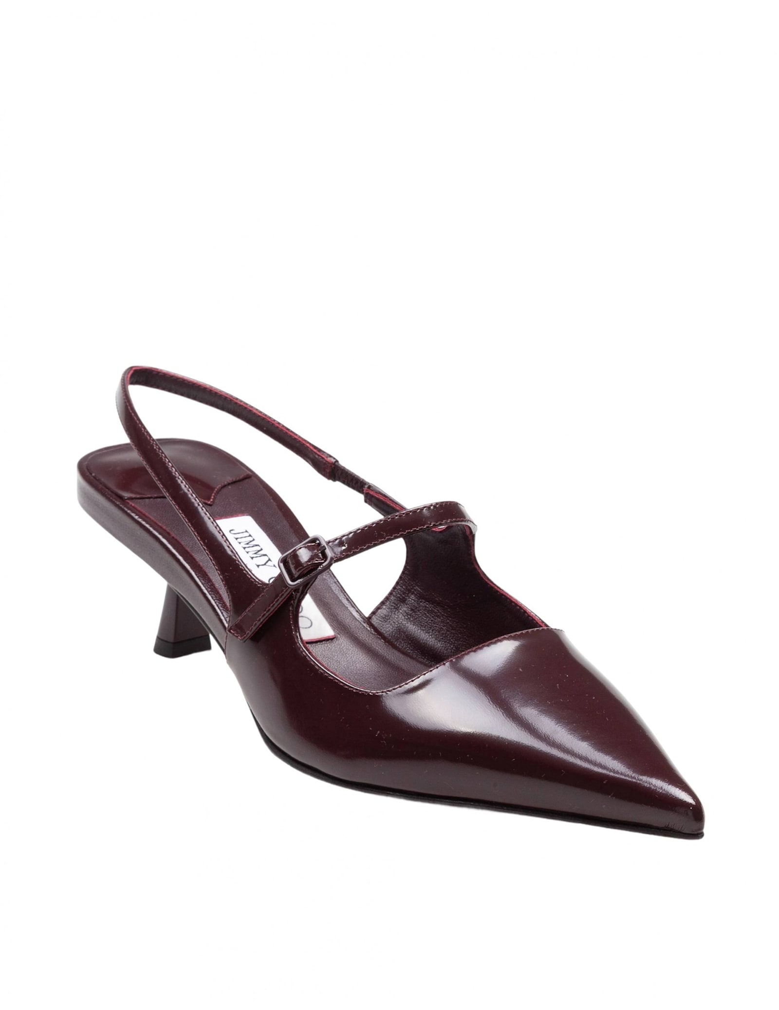 Jimmy Choo Didi 45 Slingback In Brushed Leather In Burgundy