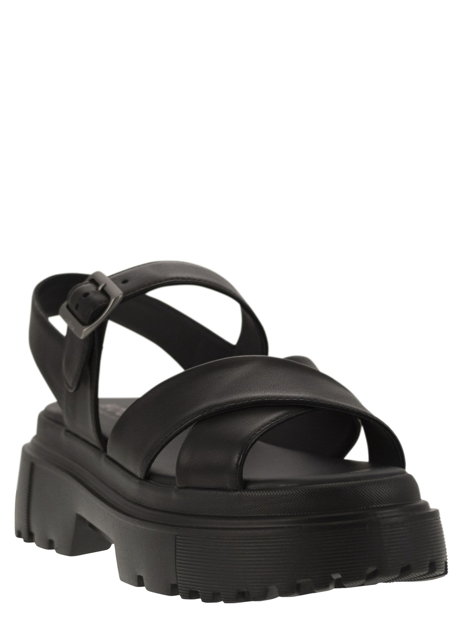 Hogan Leather Sandal With Midsole Sandals In Black