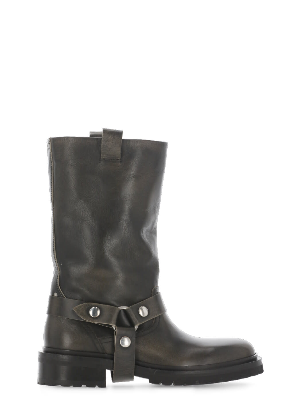 Golden Goose Kurt Chunky Low Heels Ankle Boots In Brown Leather In Black