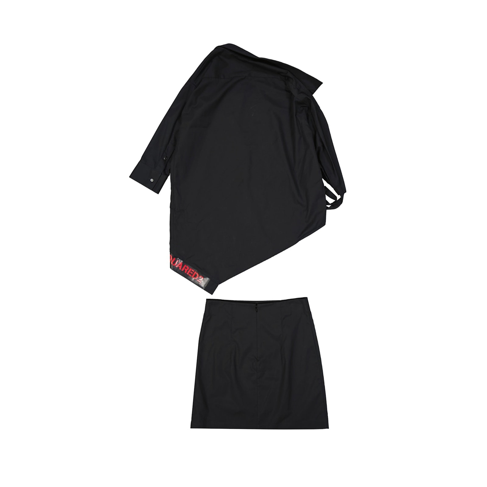 Dsquared2 Asymmetric Black Cotton Suit In Black