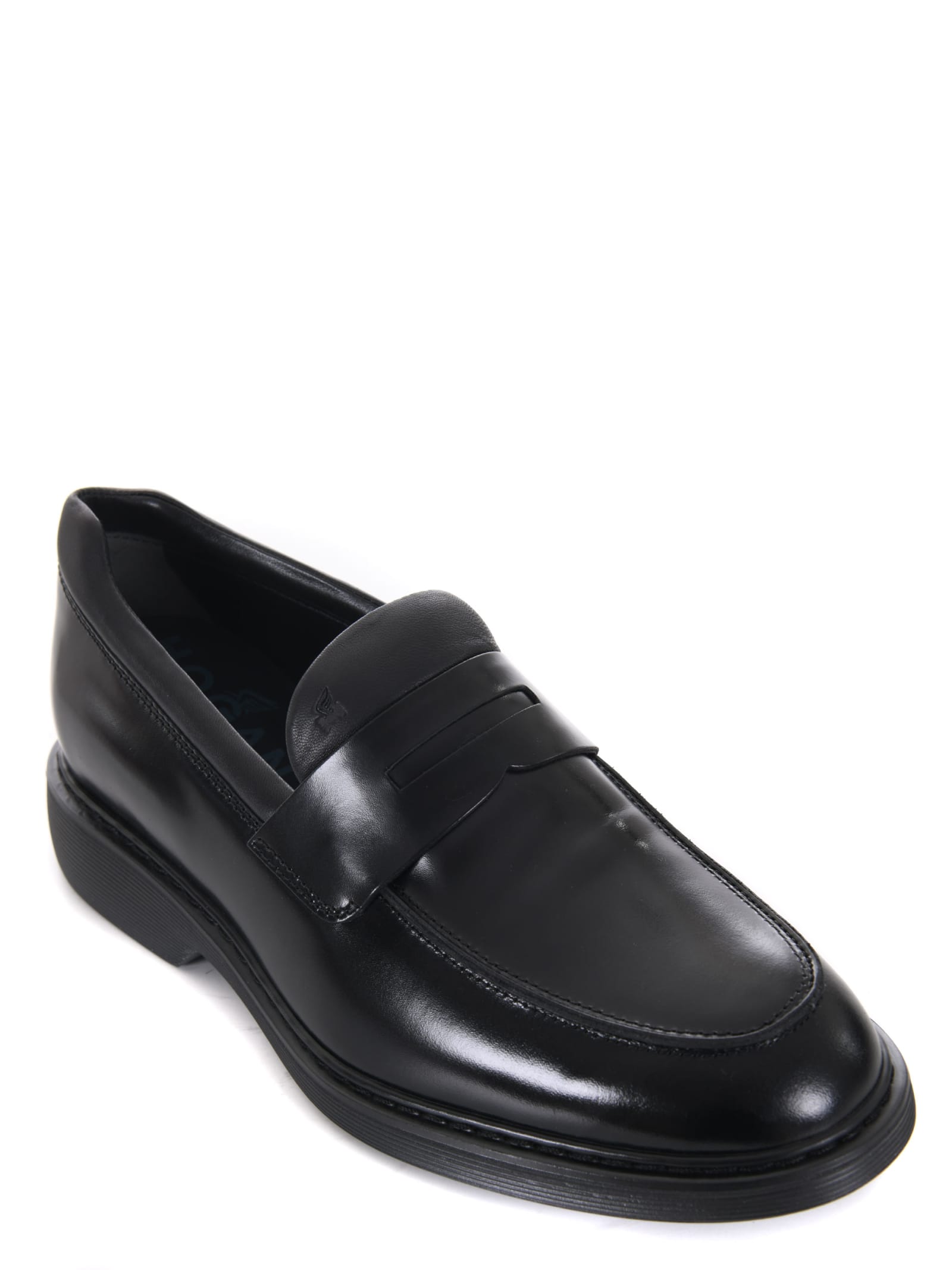 Shop Hogan Loafers In Nero