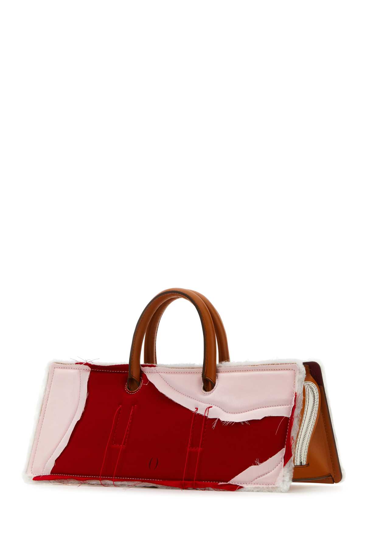 Shop Dentro Multicolor Satin And Leather Otto Handbag In Redpink