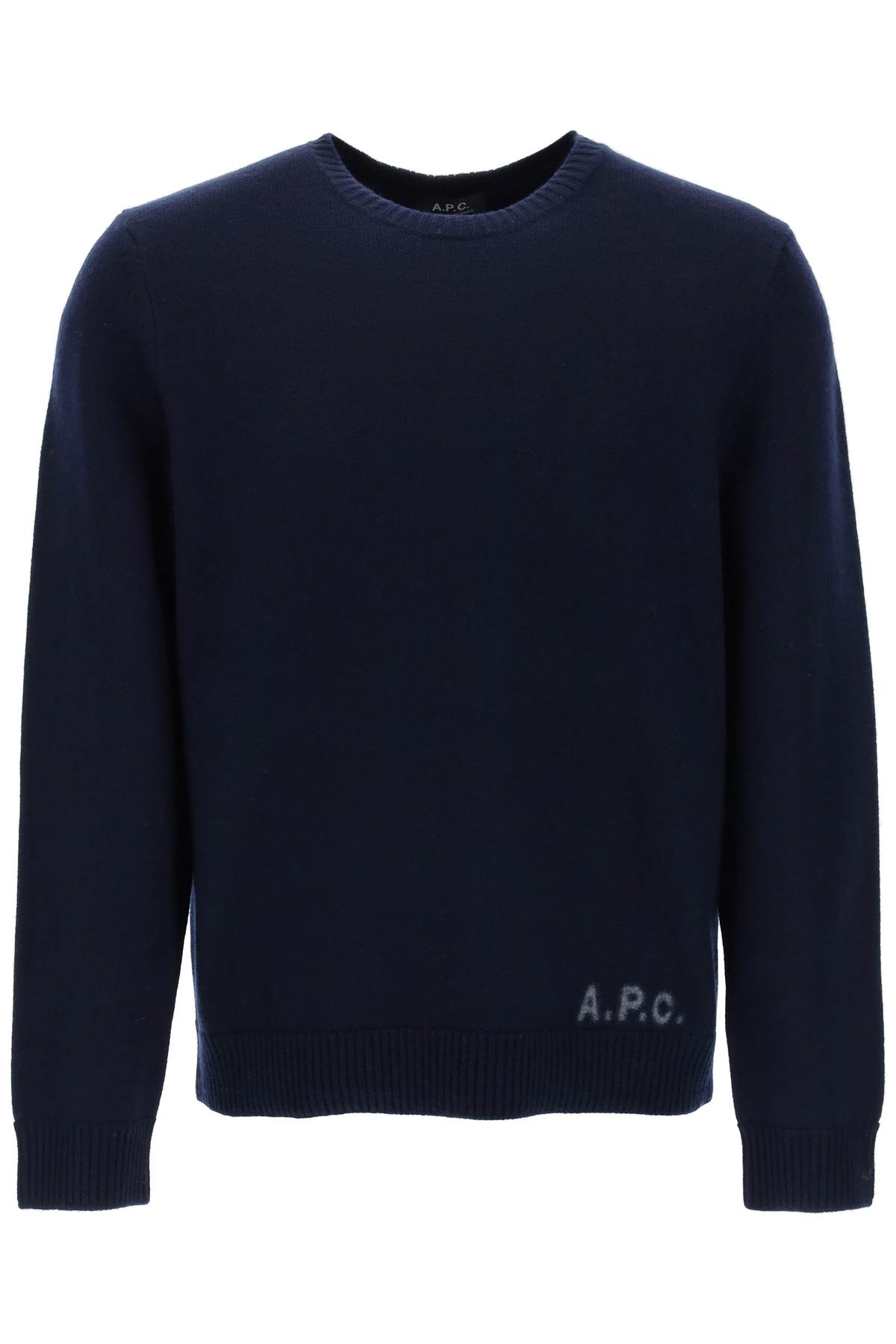 Shop Apc Edward Sweater With Logo Inlay In Navy