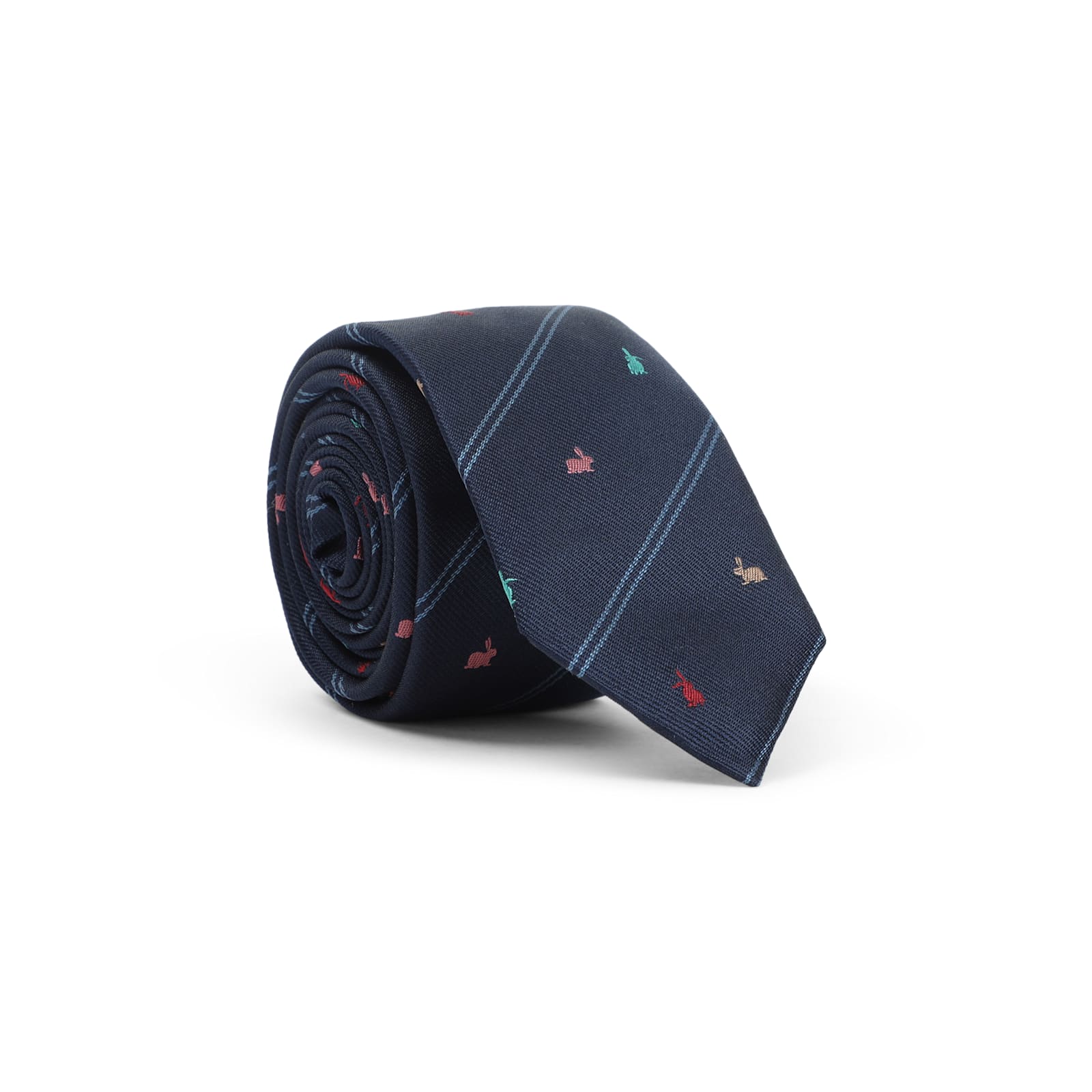 Paul Smith Navy Silk 'rabbit' Pinstripe Tie Blue In Blue