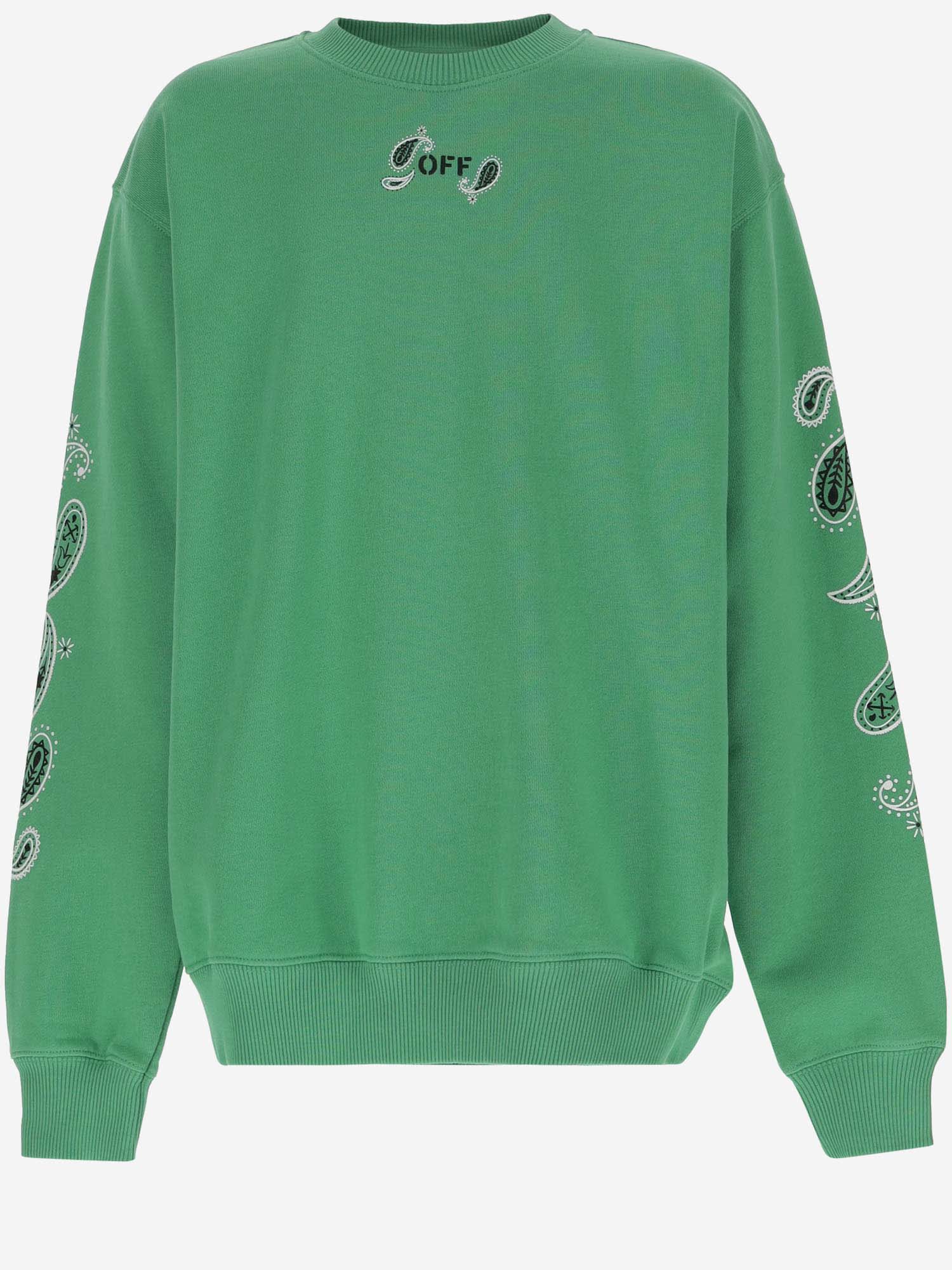 Off-white Kids' Cotton Sweatshirt With Logo In Verde