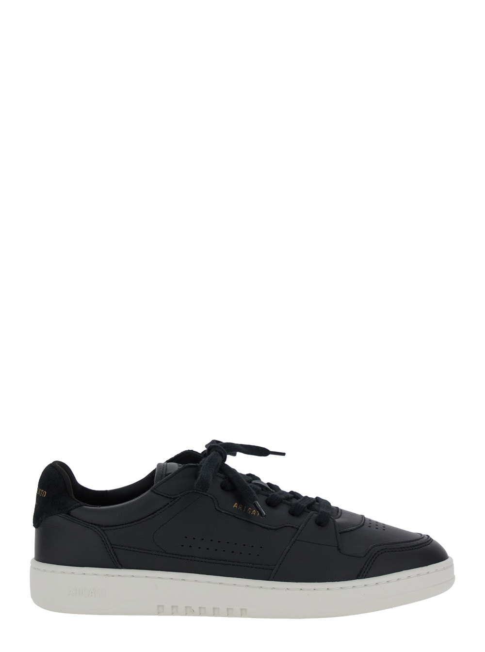 Shop Axel Arigato Dice Lo Black Low Top Sneakers With Laminated Logo In Leather And Suede Man