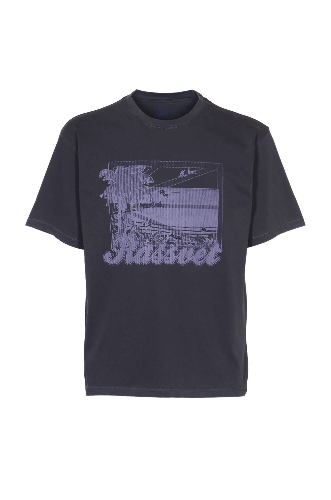 Shop Paccbet Chest Logo Round Neck T-shirt In Navy